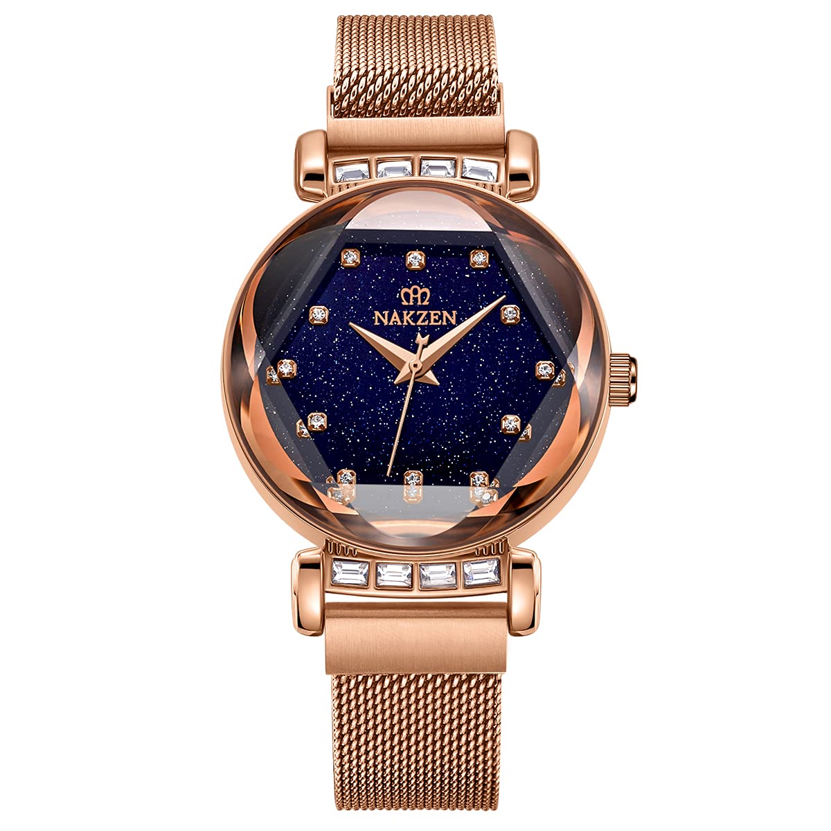 Elegant Women's Watches with Black Diamond Dial - Japanese Quartz Movement, Waterproof, Stainless Steel Mesh Band - Rose Gold Fashion Dress Watch for Women, Girls, Ladies - Perfect Gift for Girlfriends, Birthdays & Special Occasions - Ideal for Office, Party & Everyday Wear