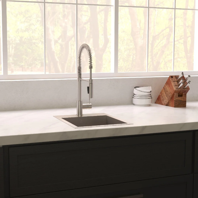 ZLINE Donner 15 Inch Topmount Single Bowl Stainless Steel Bar Kitchen Sink - Durable & Stylish for Home, Restaurant, or Commercial Use