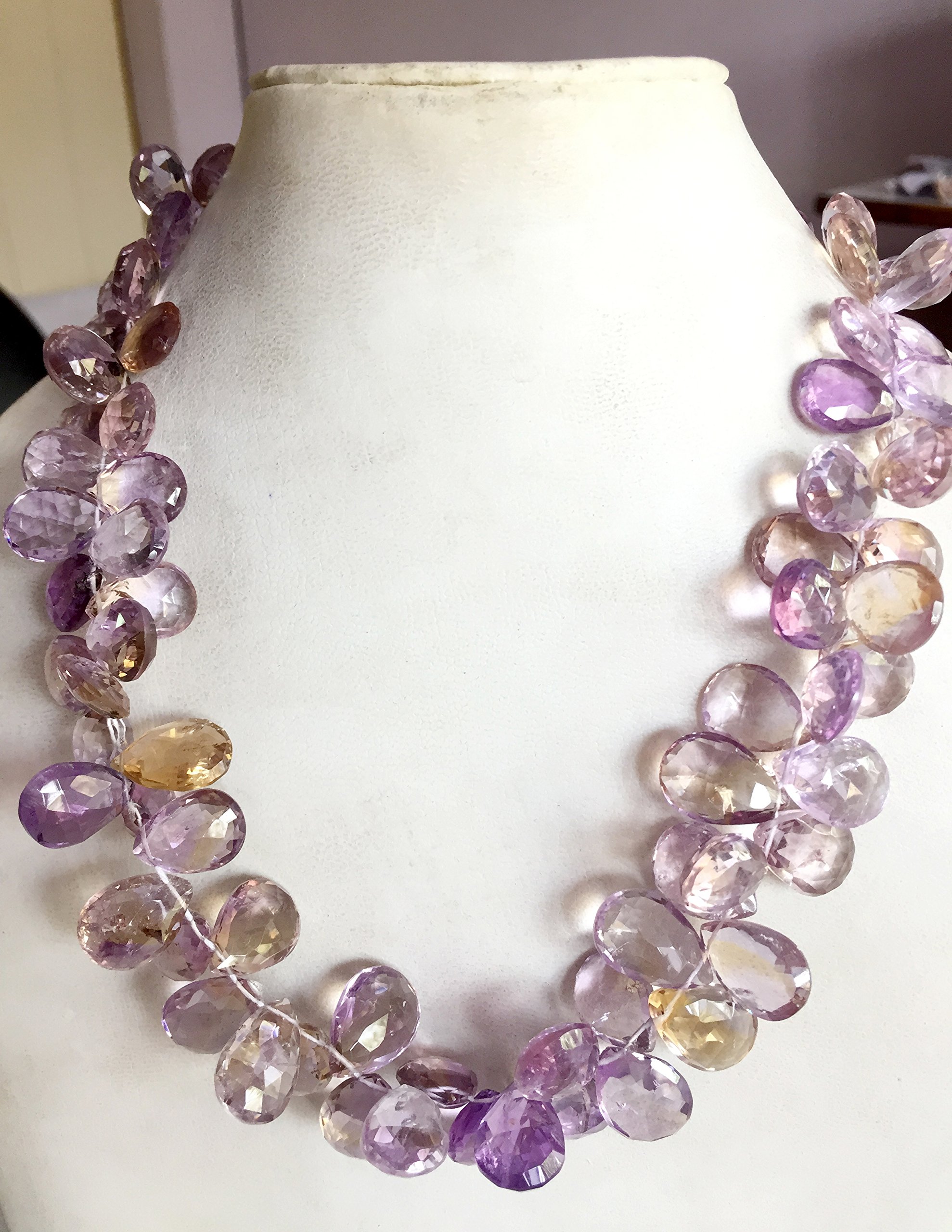 17 Inch Amethyst Faceted Almond Necklace - Semi Precious Gemstone Jewelry for Women, Perfect for Gifts, Parties & Special Occasions