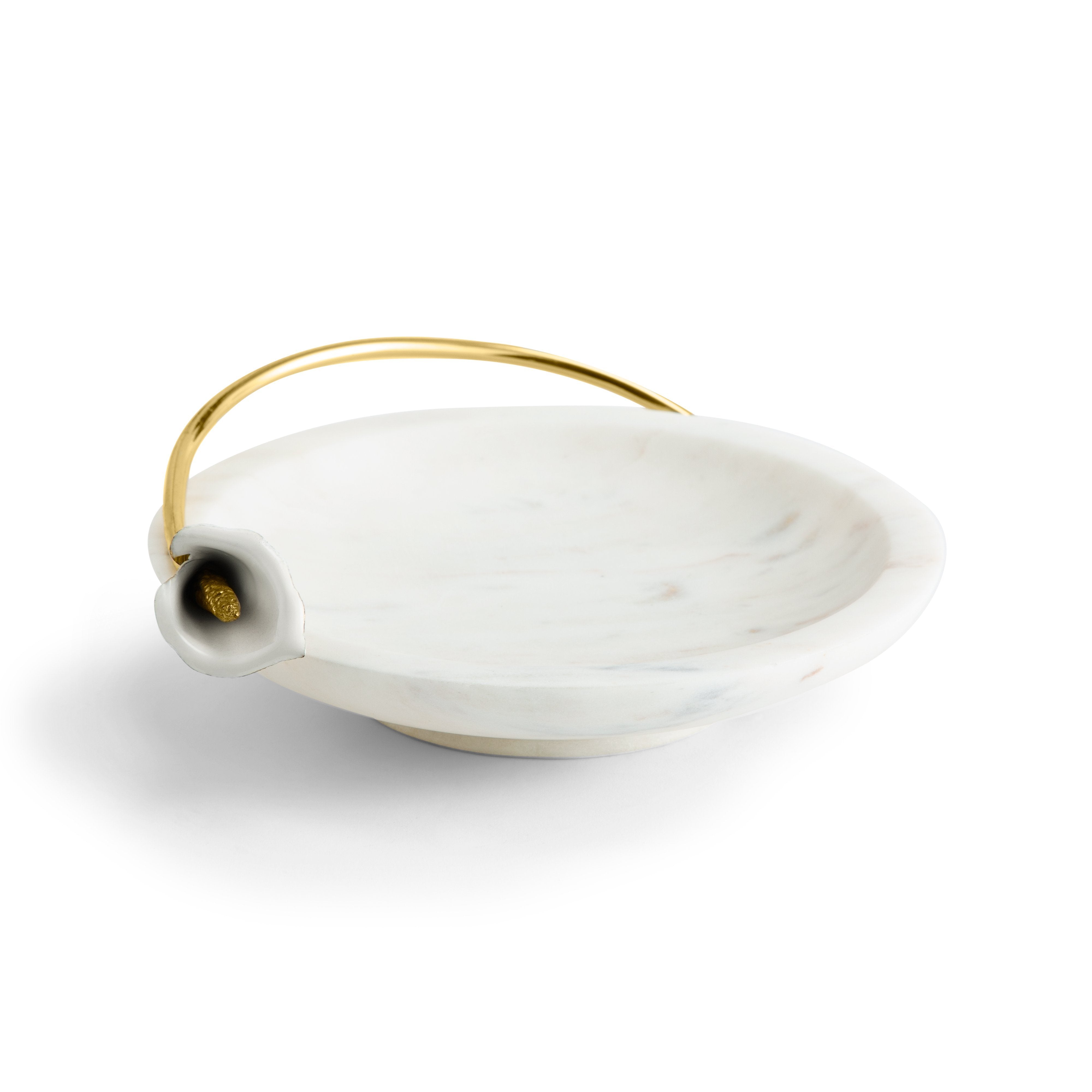 Elegant Calla Lily Marble Serving Dish - Handcrafted Stoneware Appetizer Plate for Weddings, Parties & Home Decor