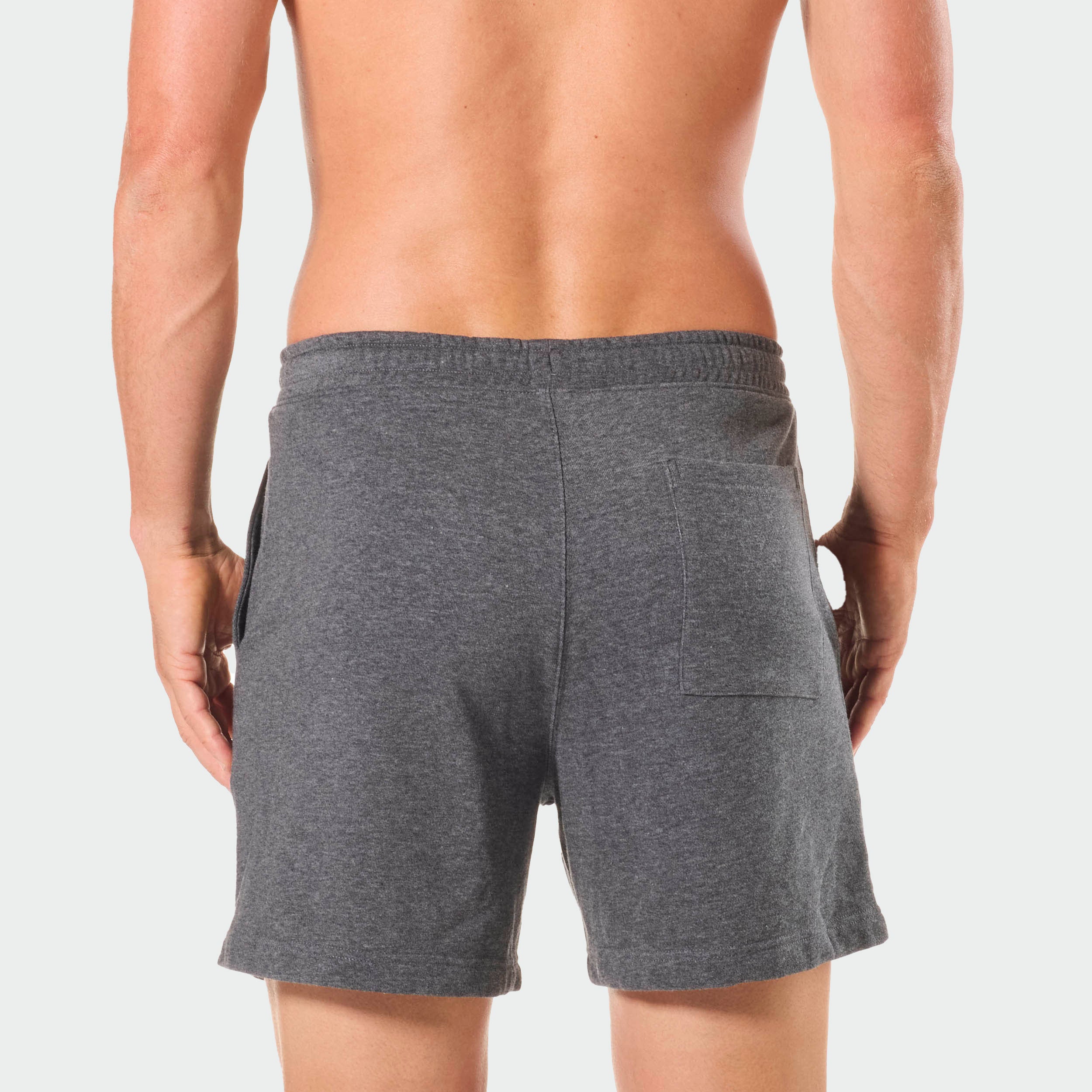Men's Relaxed Cotton French Terry Sleep Shorts - Charcoal Marle - Comfortable Lounge & Sleepwear for Home, Travel & Relaxation