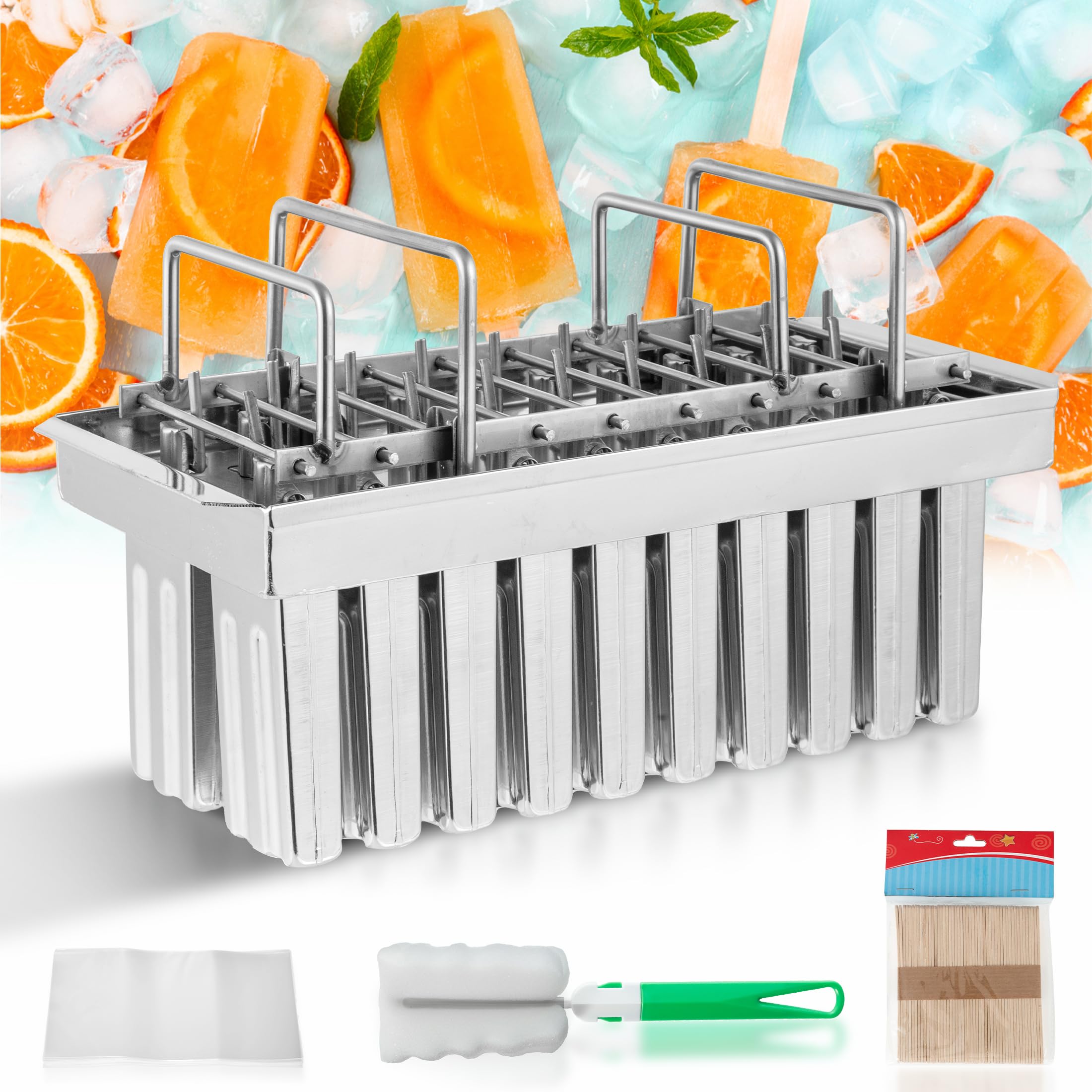 WICHEMI 20PCS Stainless Steel Popsicle Molds - Commercial Ice Pop Maker with Lid, 85g Single Cup Capacity - Perfect for Homemade Ice Cream, Frozen Yogurt, and Fruit Juice Popsicles - Ideal for Summer Treats, Parties, and Family Fun