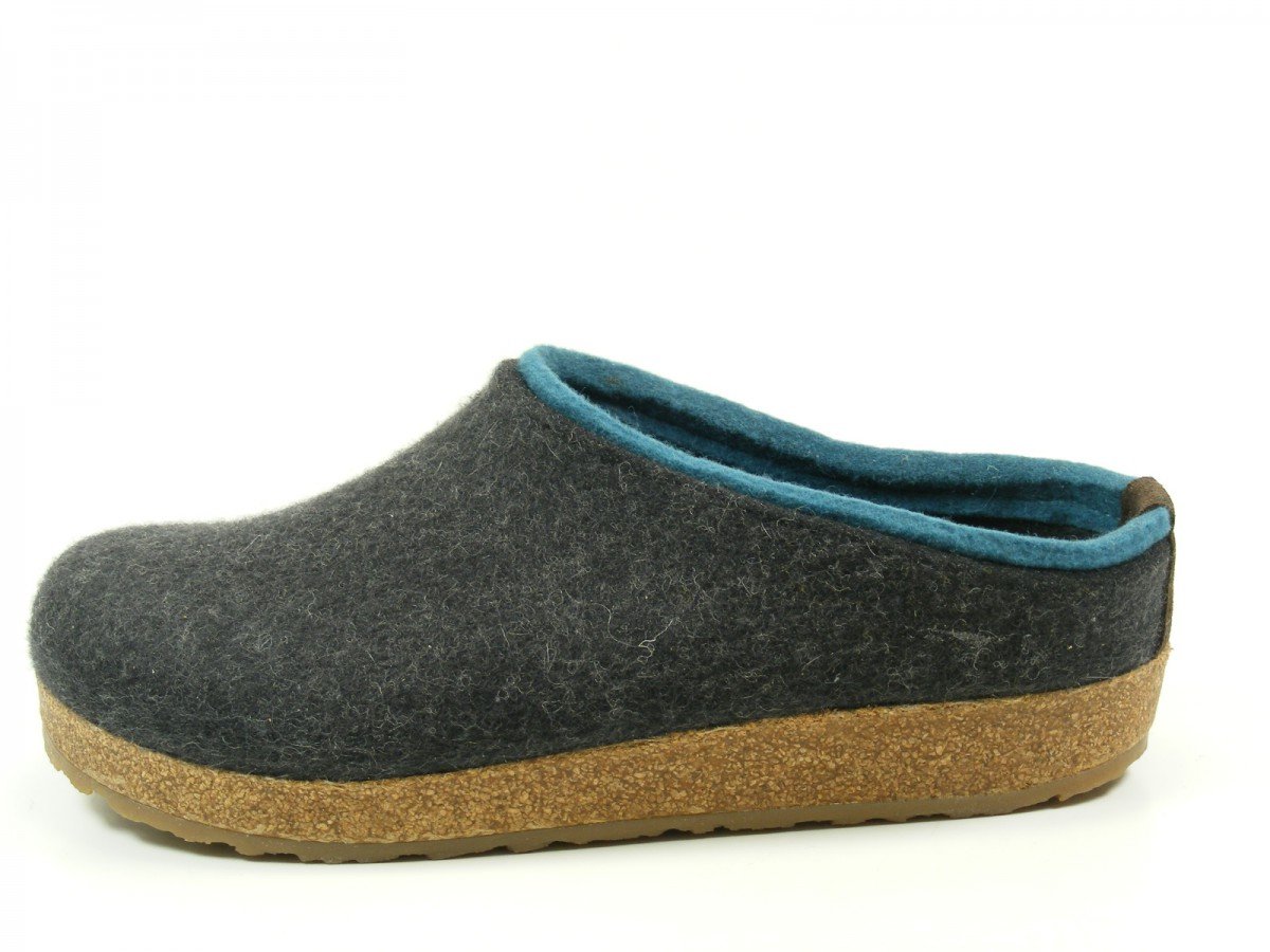 HAFLINGER Unisex Low-Top Slippers - Grey Grau Graphit 77 - Size 11.5 US Men - Cozy Indoor/Outdoor House Shoes for Relaxation & Comfort