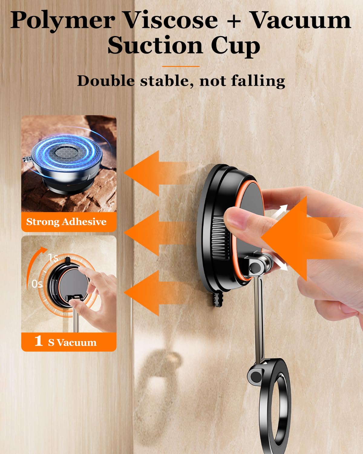 Magnetic Suction Cup Shower Phone Holder - Universal Mirror Phone Mount for Bathroom, Wall & Makeup Mirror with MagSafe Compatibility - Fits iPhone 16/15/14/13/12 & Most Smartphones - Perfect for Showering, Makeup Application & Hands-Free Viewing