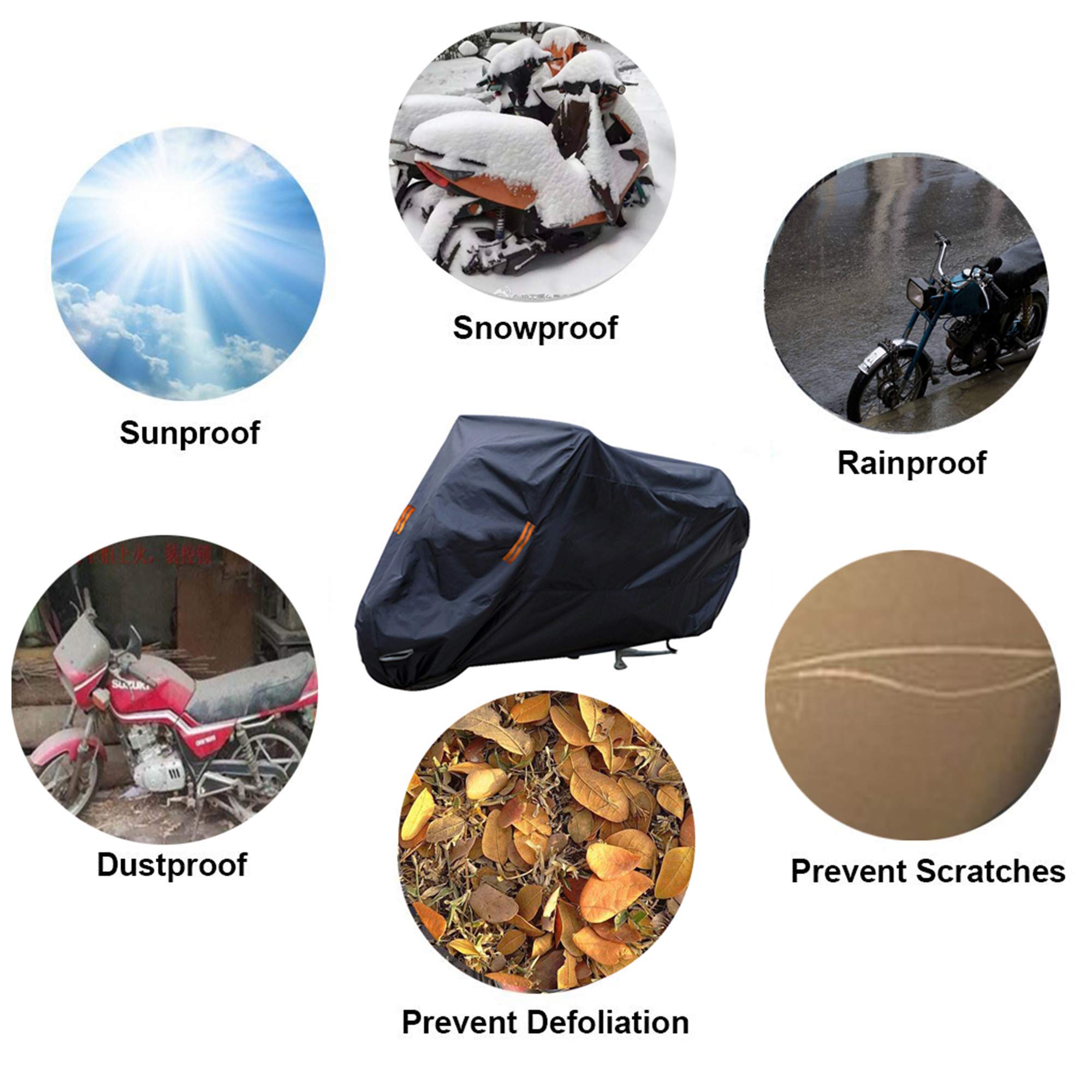 SEAZEN 5-Layer Waterproof Motorcycle Cover - Dustproof, UV Protection for Bikes up to 96