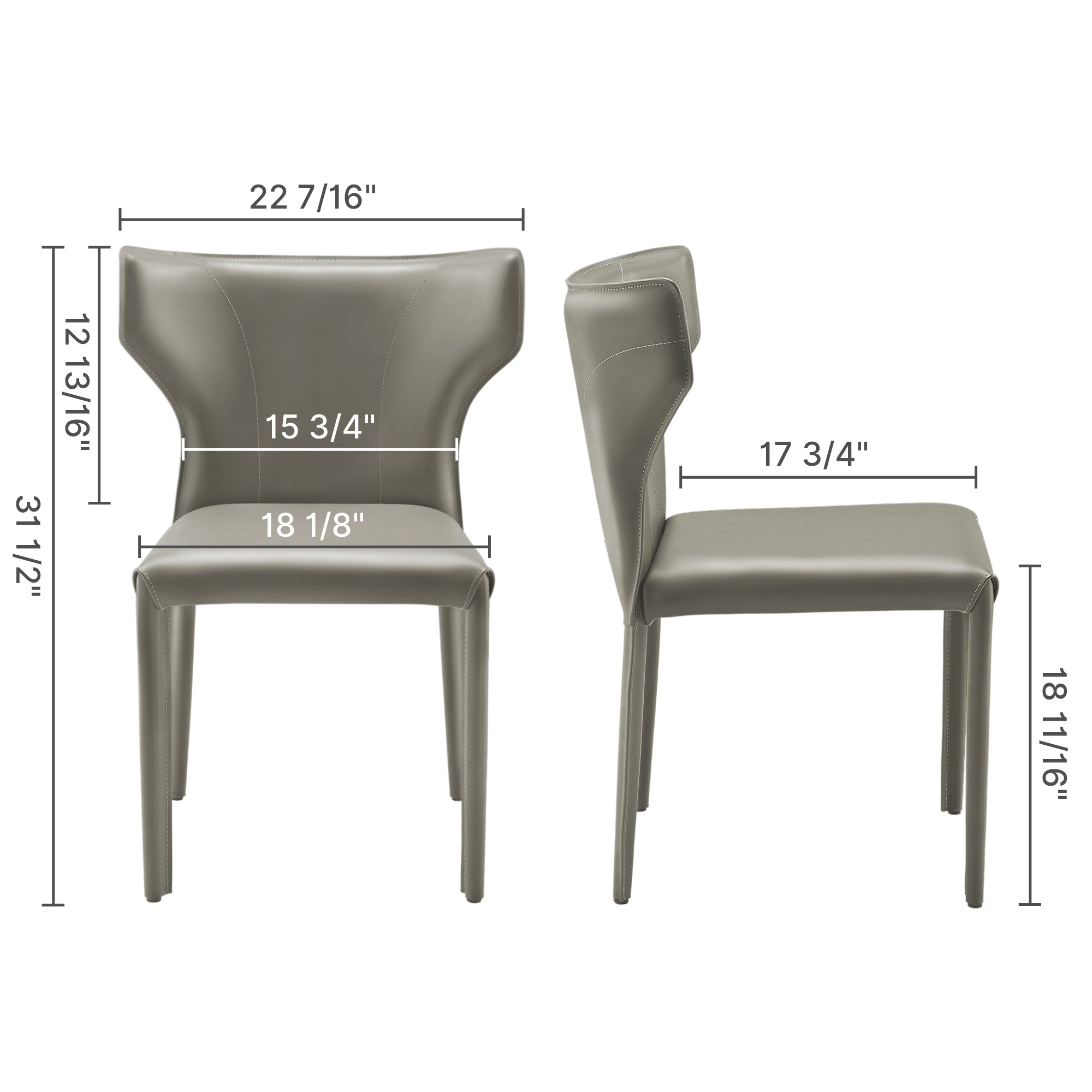 Elegant Gray Dining Side Chairs Set of 2 - Modern Kitchen & Dining Room Furniture for Home Decor