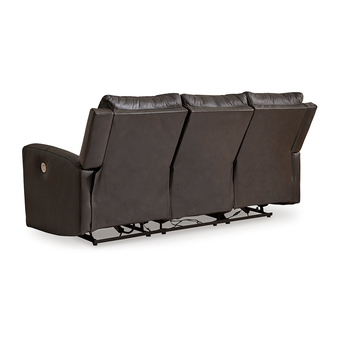 Boxmere Power Reclining Sofa with USB Charging - Modern Electric Recliner Couch for Living Room, Home Theater & Relaxation - Soft Faux Leather Sectional Sofa with Adjustable Headrest and Lumbar Support