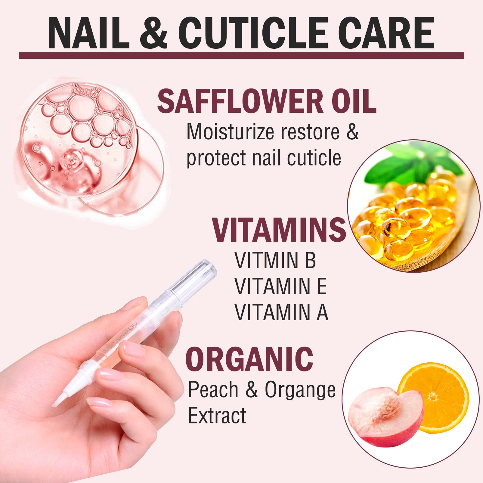 Natural Cuticle Oil Pens for Nail Care - 2PCS Moisturizing Nail Treatment for Dry, Cracked Cuticles | Manicure & Pedicure Essential | Perfect for Home Salon & Professional Nail Care