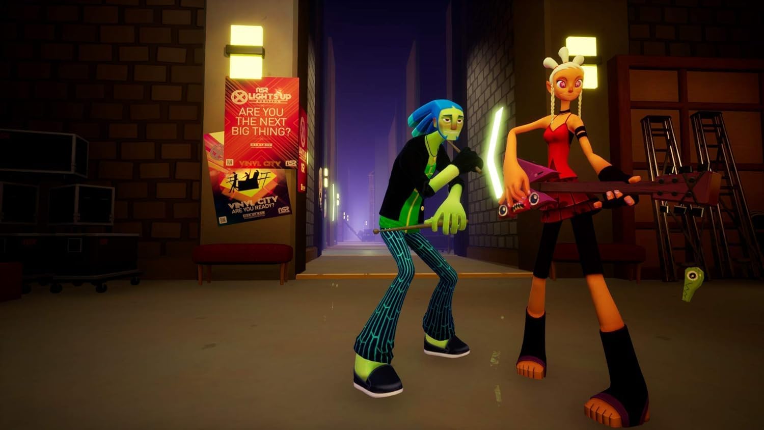No Straight Roads (PS4) - Action-Adventure Rhythm Game | Explore Vinyl City & Battle Evil Empire | Perfect for Music & Gaming Enthusiasts
