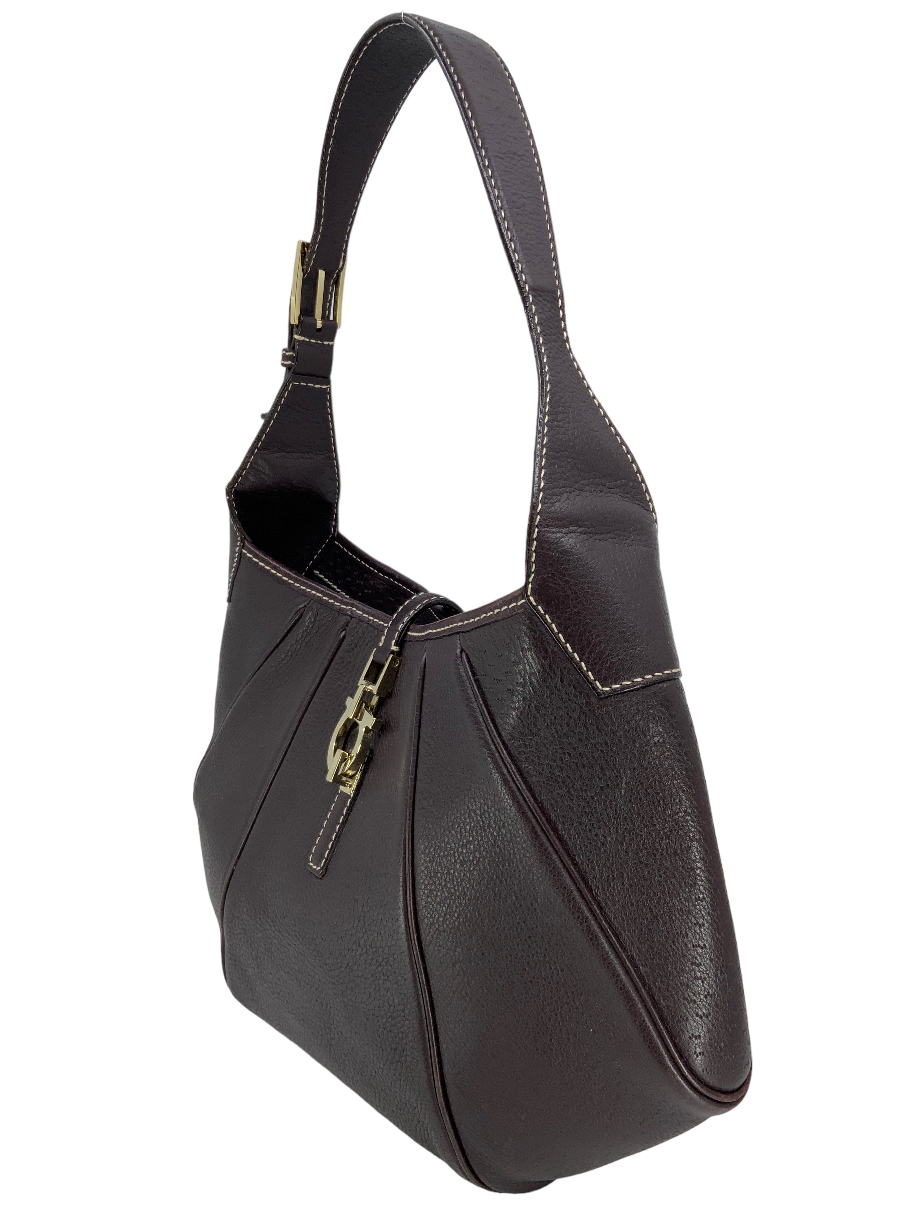 Salvatore Ferragamo Genuine Leather Hobo Handbag for Women - Stylish Shoulder Bag for Work, Travel & Everyday Use