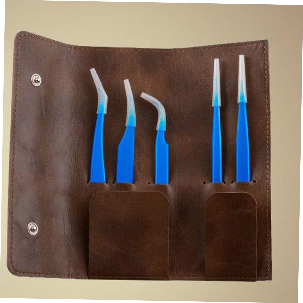 1pc PU Brown Eyelash Tweezer Storage Bag Holder - Organizer for Makeup Tweezers, Lash Extensions & Facial Tools - Perfect for Salon, Travel & Home Use