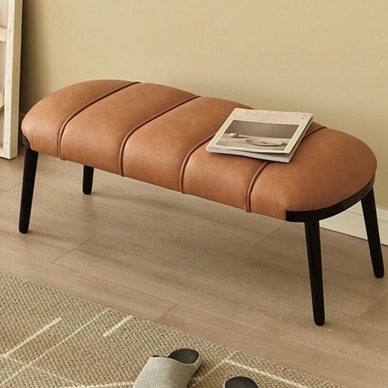 Waterproof Modern Brown Rectangle Metal Ottoman Pouf - Perfect for Living Room, Bedroom & Outdoor Seating