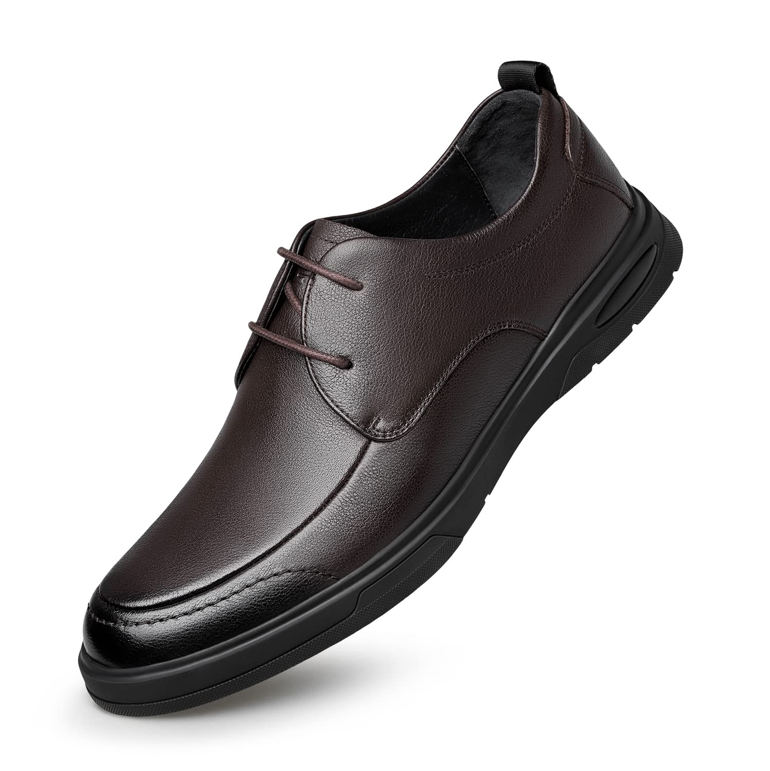 ZRO Men's Leather Dress Sneakers - Comfortable Brown Casual Shoes for Business & Formal Wear - Size 22 - Perfect for Office, Weddings & Special Occasions
