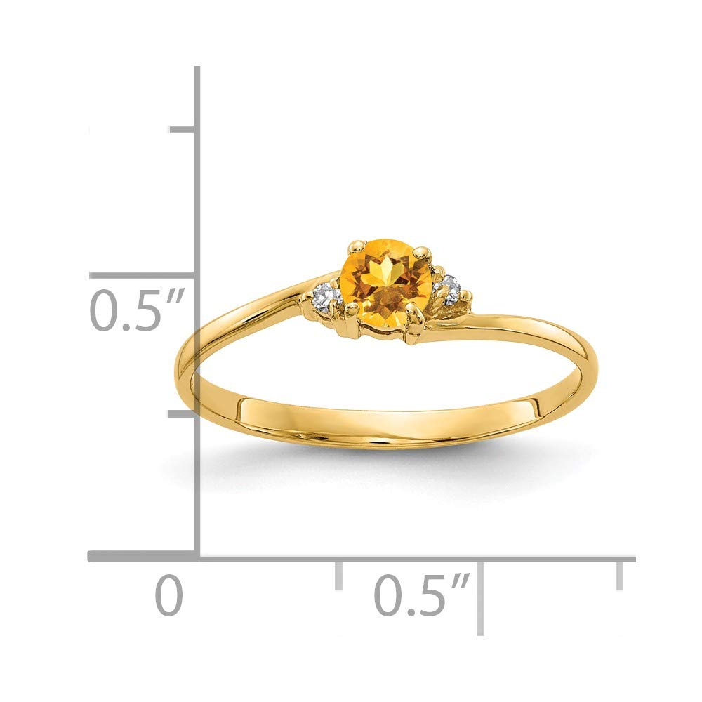 14K Solid Yellow Gold Citrine November Birthstone Diamond Engagement Ring - 4mm, 0.016cttw - Perfect for Proposals, Anniversaries & Special Occasions