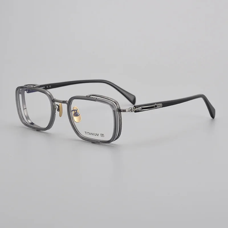 Stylish Black Square Titanium Acetate Eyeglasses for Women - Lightweight Full Rim Glasses Frame 41055 - Perfect for Office, Reading & Fashion Accessories