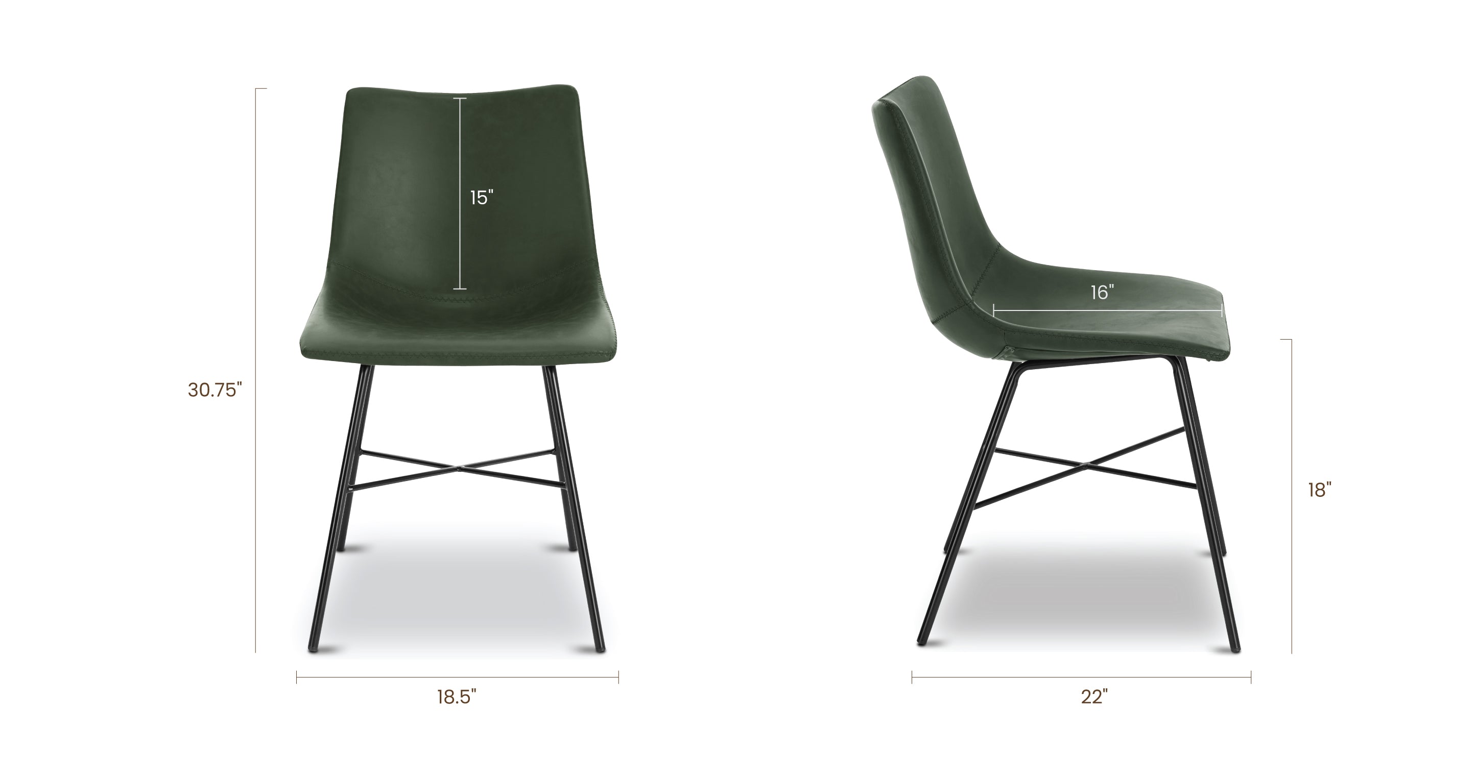 Paxton Modern Dining Chair - Sturdy Wooden Kitchen Chairs Set of 2, Comfortable Upholstered Seat - Perfect for Dining Room, Kitchen, Breakfast Nook & Small Spaces