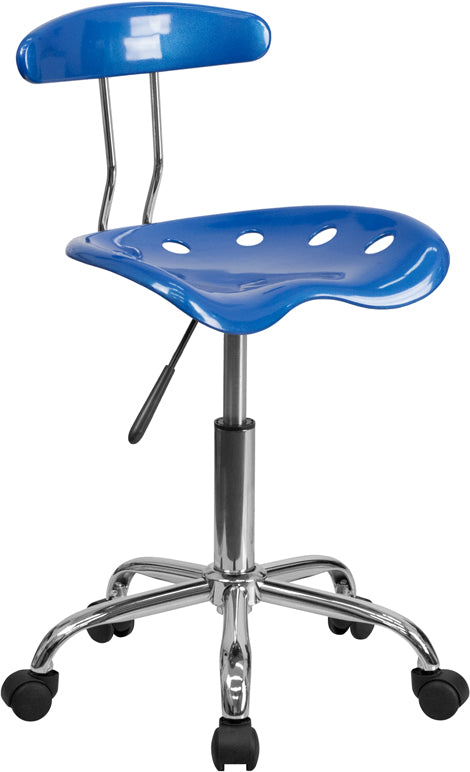 FLASH Elliott Vibrant Bright Blue & Chrome Swivel Task Office Chair with Tractor Seat - Ergonomic Desk Chair for Home Office, Gaming & Workspace Comfort
