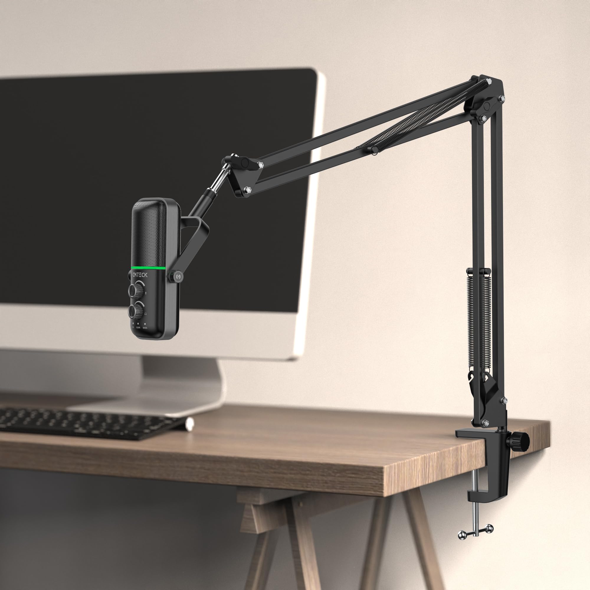 CMTECK Professional Gaming Microphone Kit - Dynamic PC Mic with RGB Lighting, Boom Arm Stand, Mute Button & Gain Control - 3 Sound Modes for Streaming, Podcasting & Voice Recording (Ideal for Twitch, Discord & YouTube Content Creation)