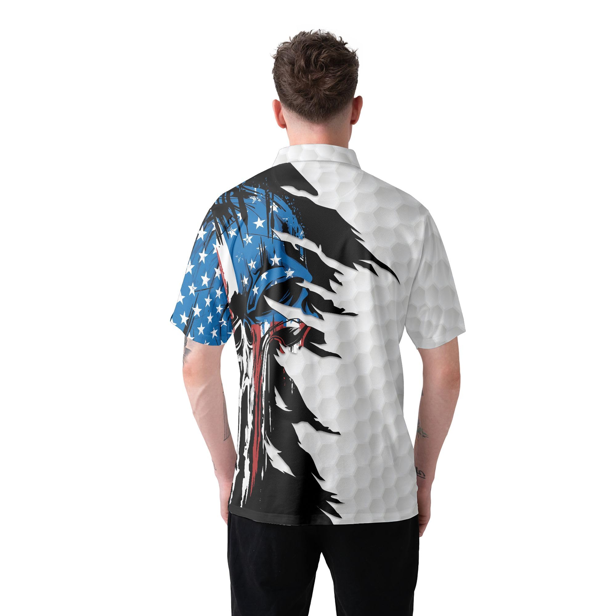 HYPERFAVOR Patriotic Golf Shirts for Men - American Flag Polo Shirts for Golfers - Breathable Short Sleeve Performance Shirt - Perfect for Golf Tournaments & 4th of July Celebrations