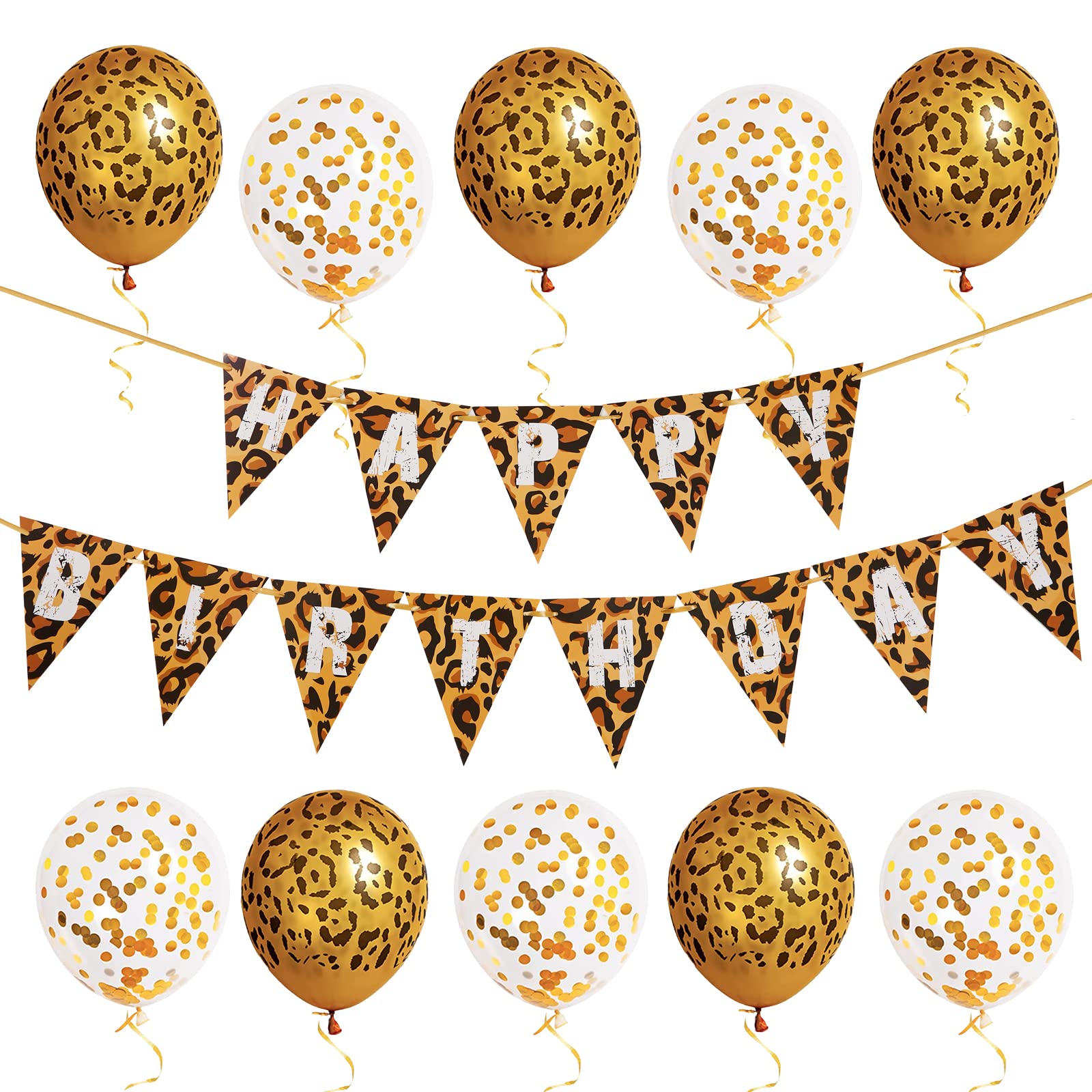 Cheetah Print Balloons & Banner Set - Wild Animal Party Decorations for Girls Birthday, Baby Shower & Jungle Theme Party | Perfect for Safari Decor, Kids Room & Photo Backdrop