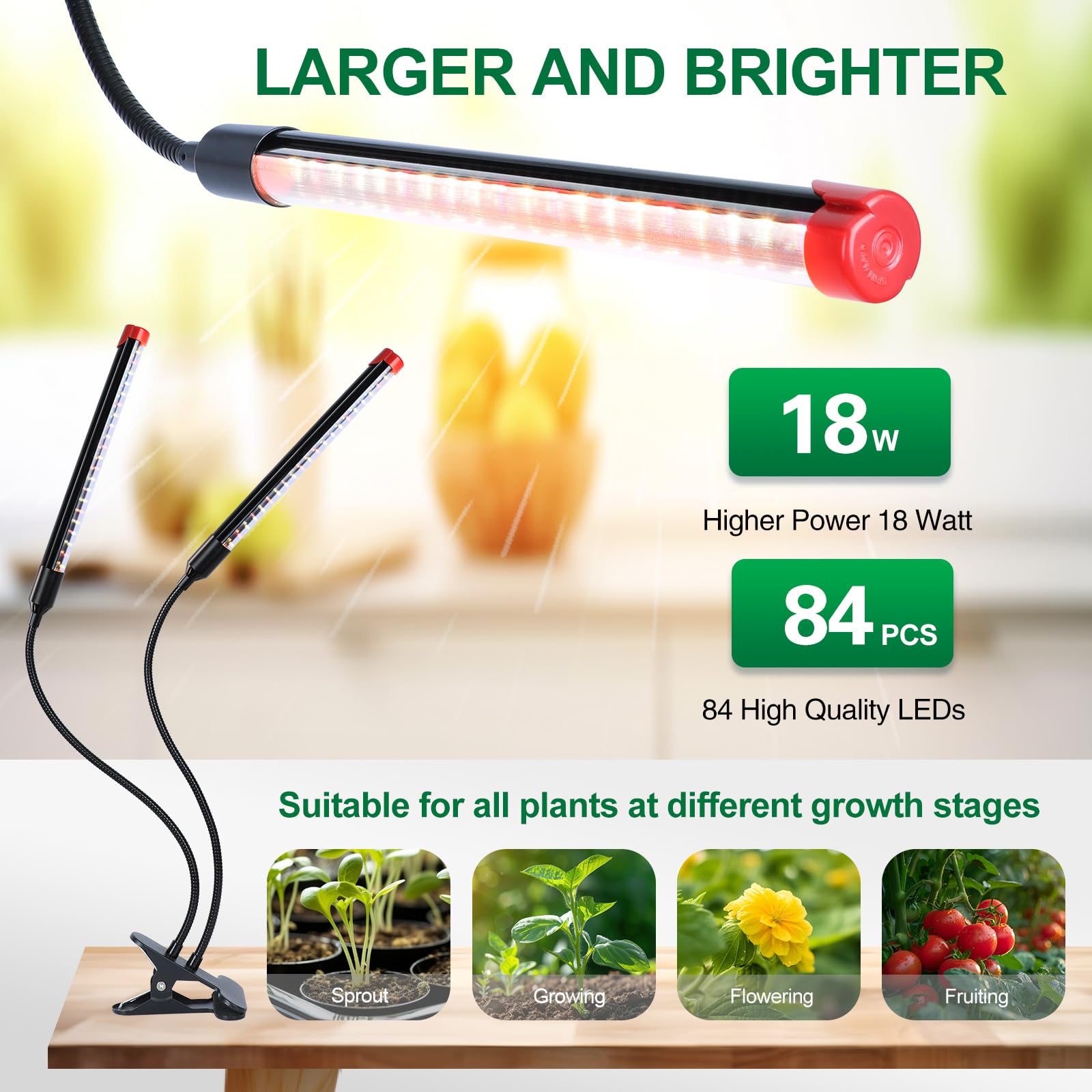 Best Clip Grow Lights for Seed Starting with Timer - Full Spectrum Brightest 18W LED Plant Growing Lamp for Indoor Plants, Bonsai, Seedlings - Perfect for Home Gardening, Hydroponics & Indoor Herb Gardens