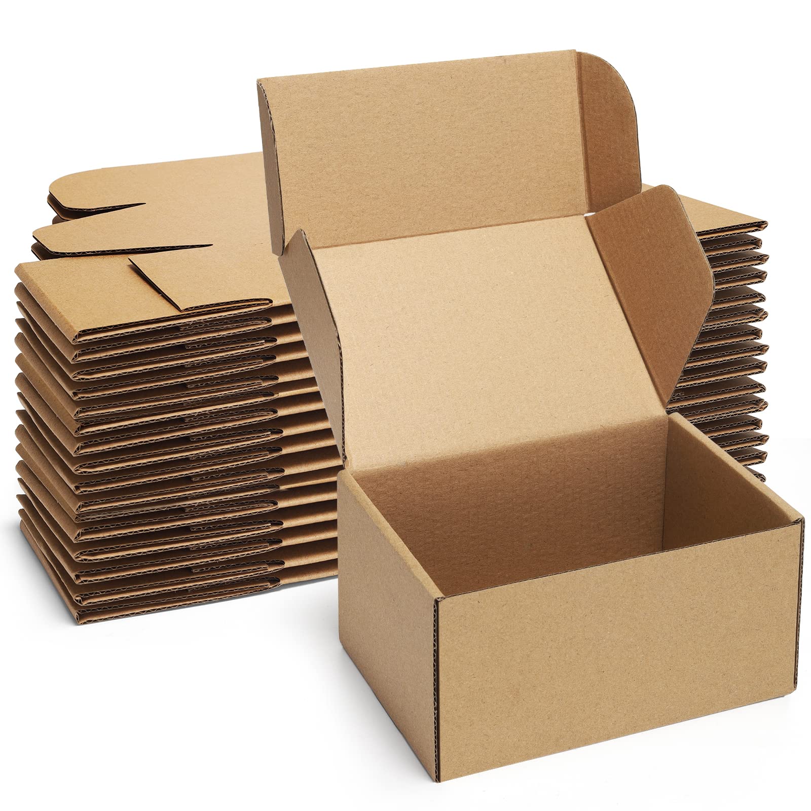 Poever 6x4x3 Inches Small Shipping Boxes - 25 Pack Brown Corrugated Cardboard Mailing Boxes | Perfect for Ecommerce, Amazon FBA, and Small Business Shipping