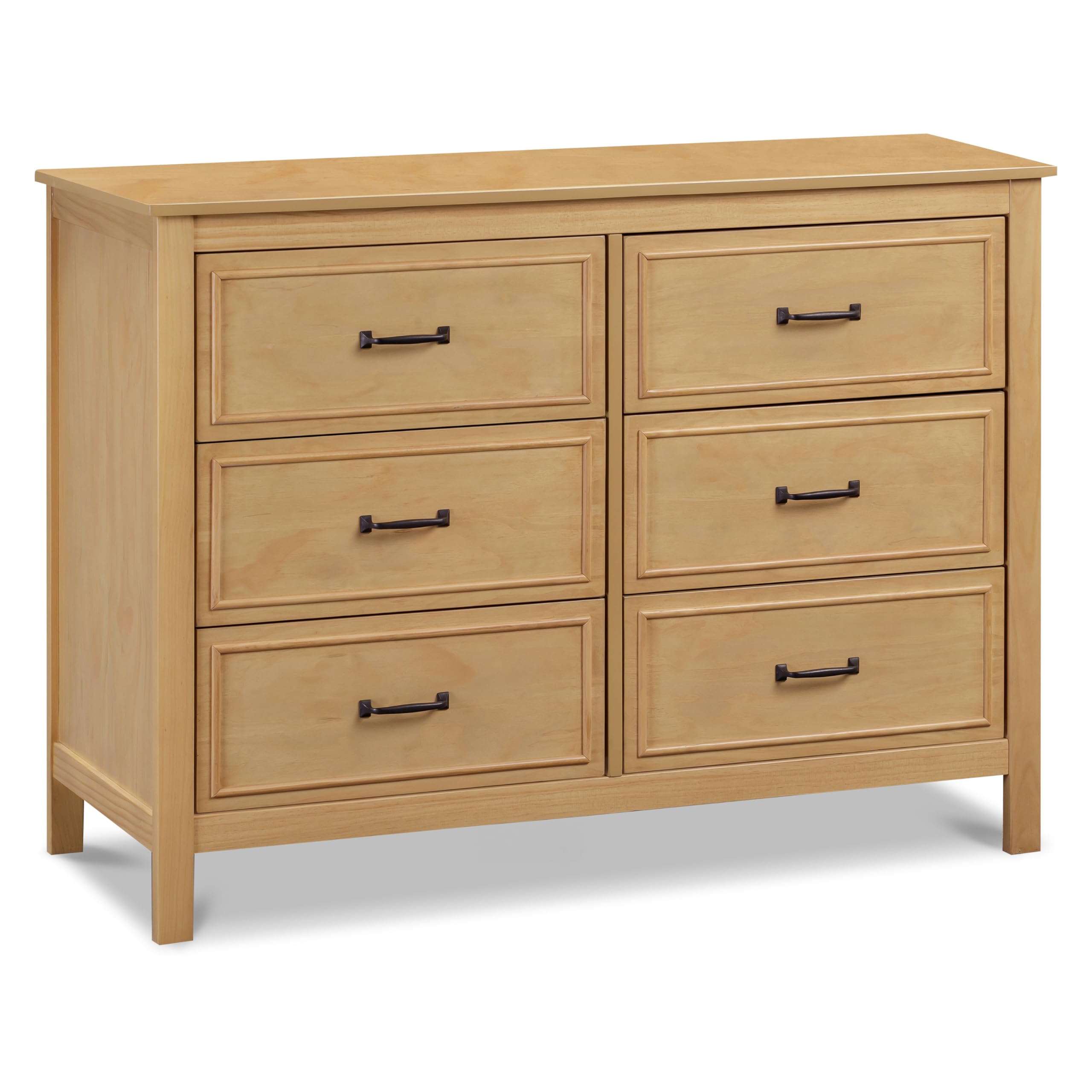 DaVinci Charlie 6-Drawer Double Dresser in Honey Finish - Solid Wood Baby Nursery Dresser with Soft-Close Drawers for Kids Bedroom & Nursery Organization