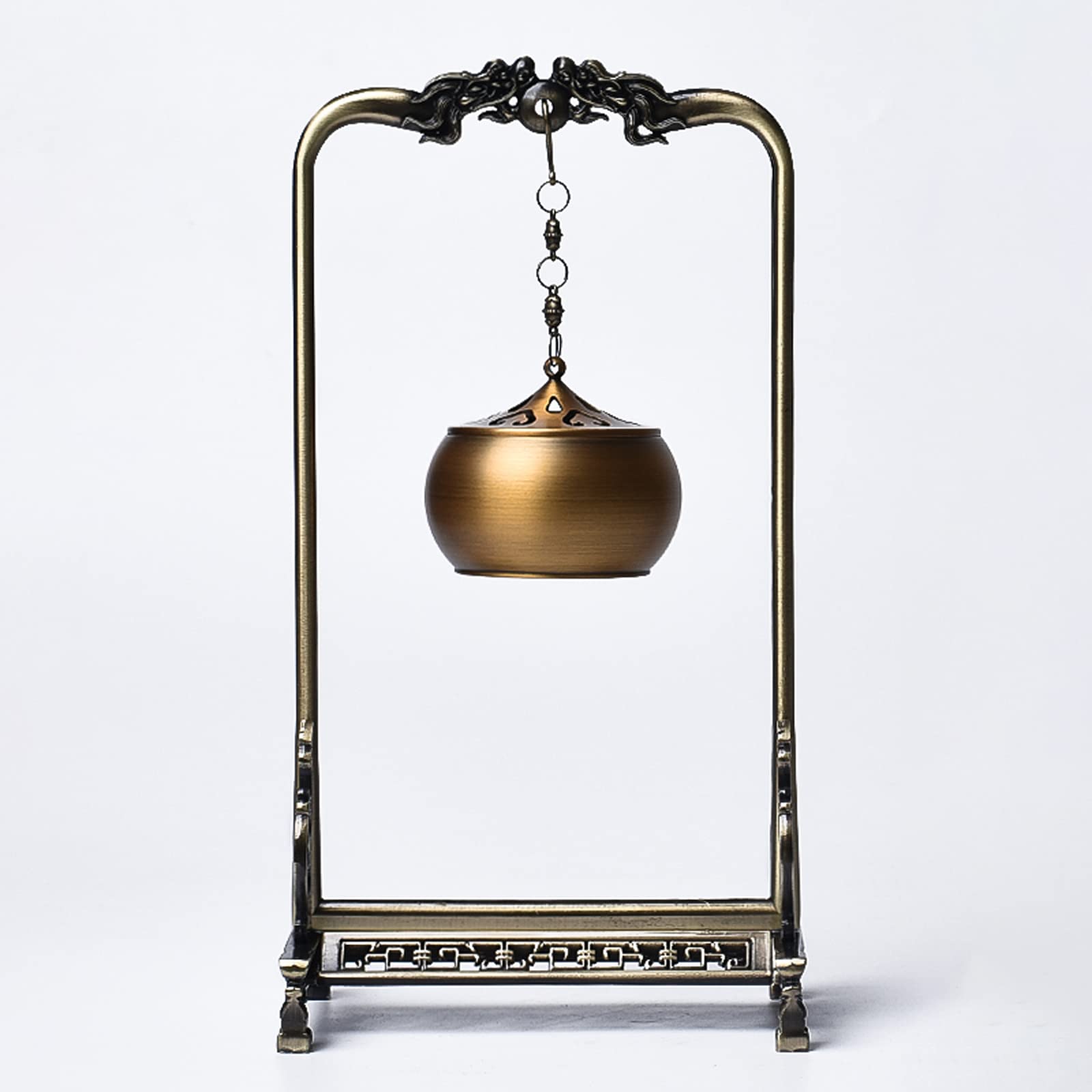 Pure Copper Backflow Incense Burner - Unique Hollow Hanging Stove Design with Exquisite Depiction | Home Decor & Meditation Accessory for Relaxation, Yoga, and Aromatherapy