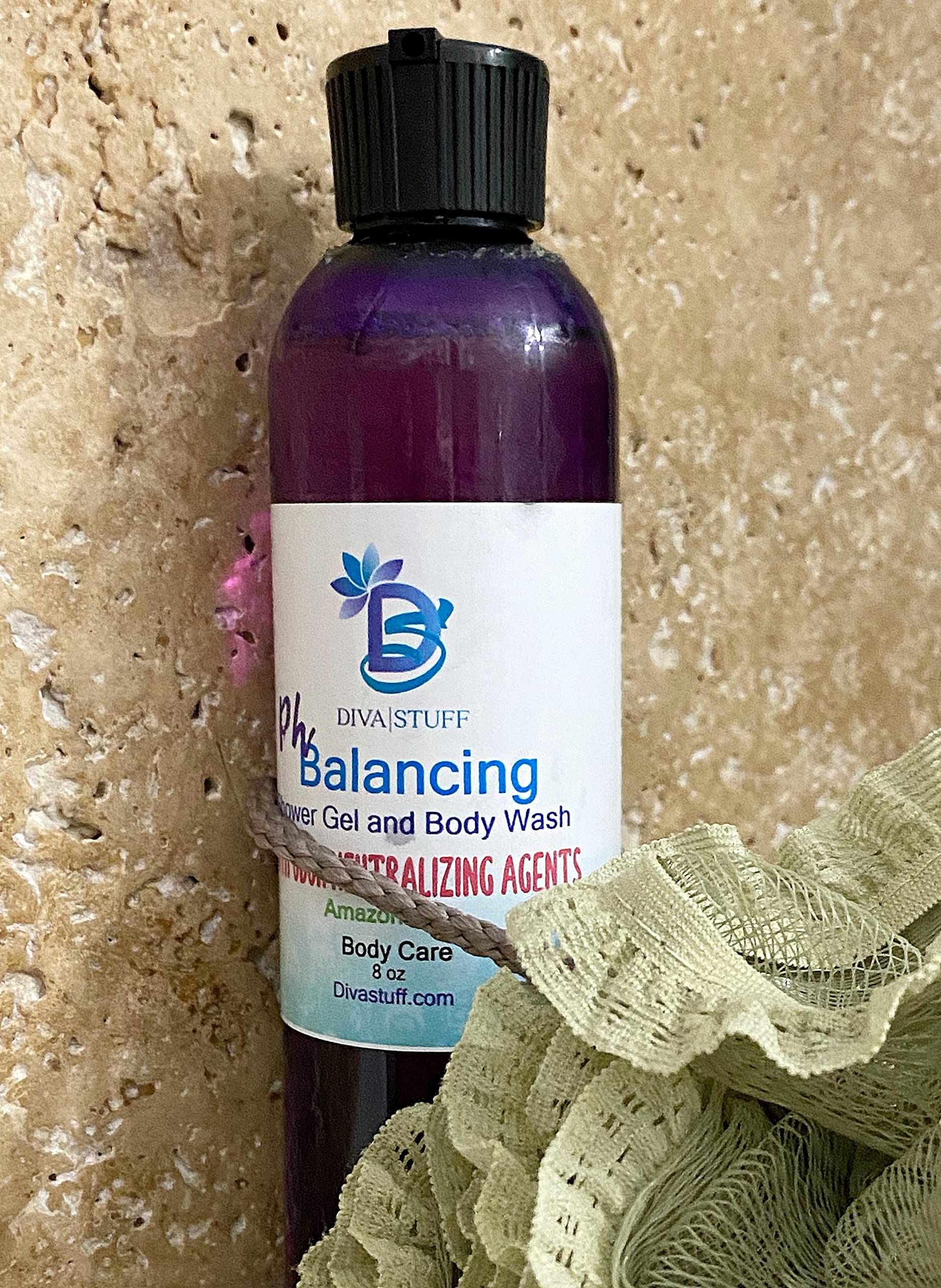 Diva Stuff pH Balancing Body Wash with Odor Neutralizing Agents, Sea Salt & Yuzu Scent - 8oz | Gentle Cleansing for Sensitive Skin, Daily Shower & Post-Workout Refresh