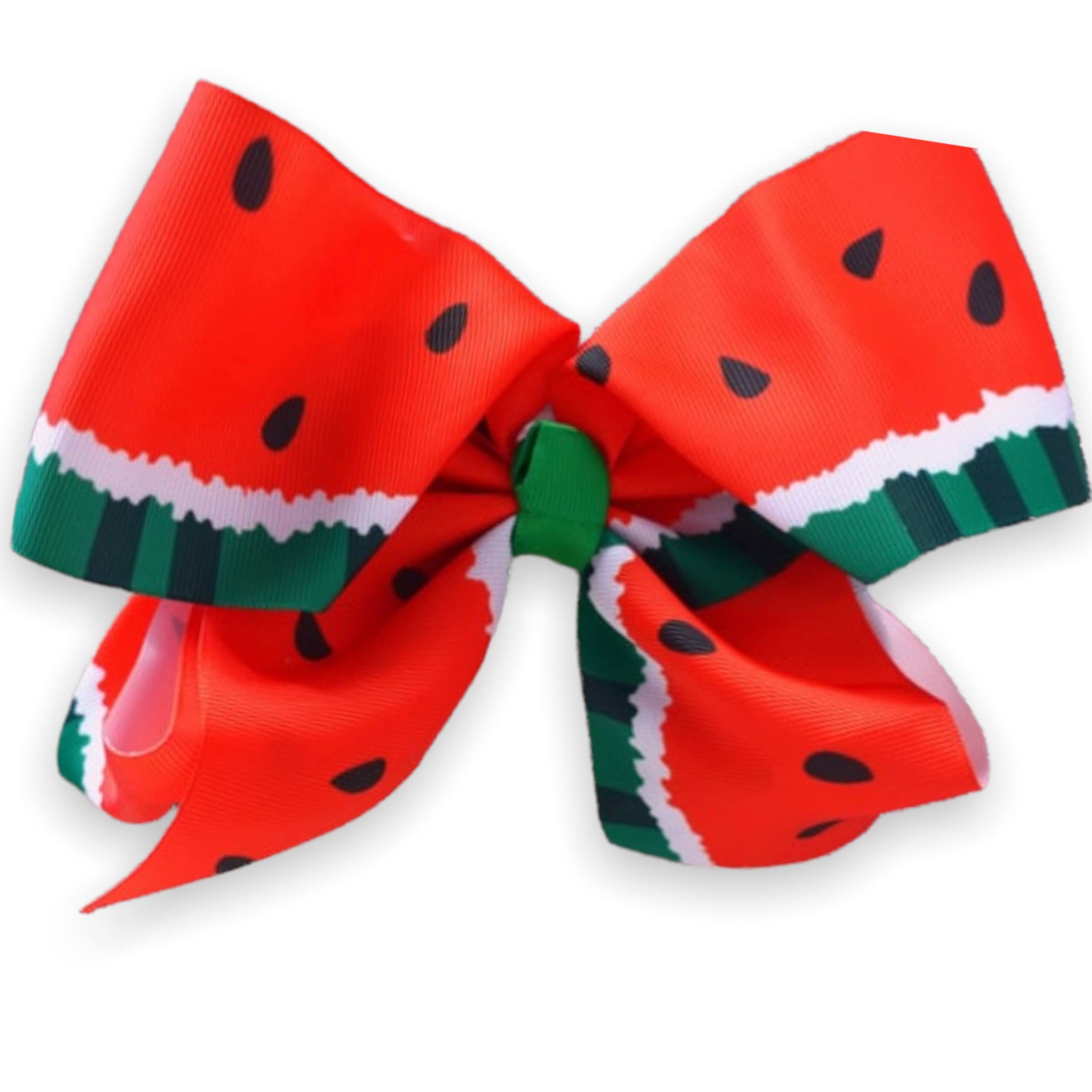 8-Inch Jumbo Handmade Grosgrain Ribbon Hair Bow with Alligator Clip - Watermelon Print Hair Accessories for Women & Girls - Perfect for Parties, Weddings, and Everyday Fashion