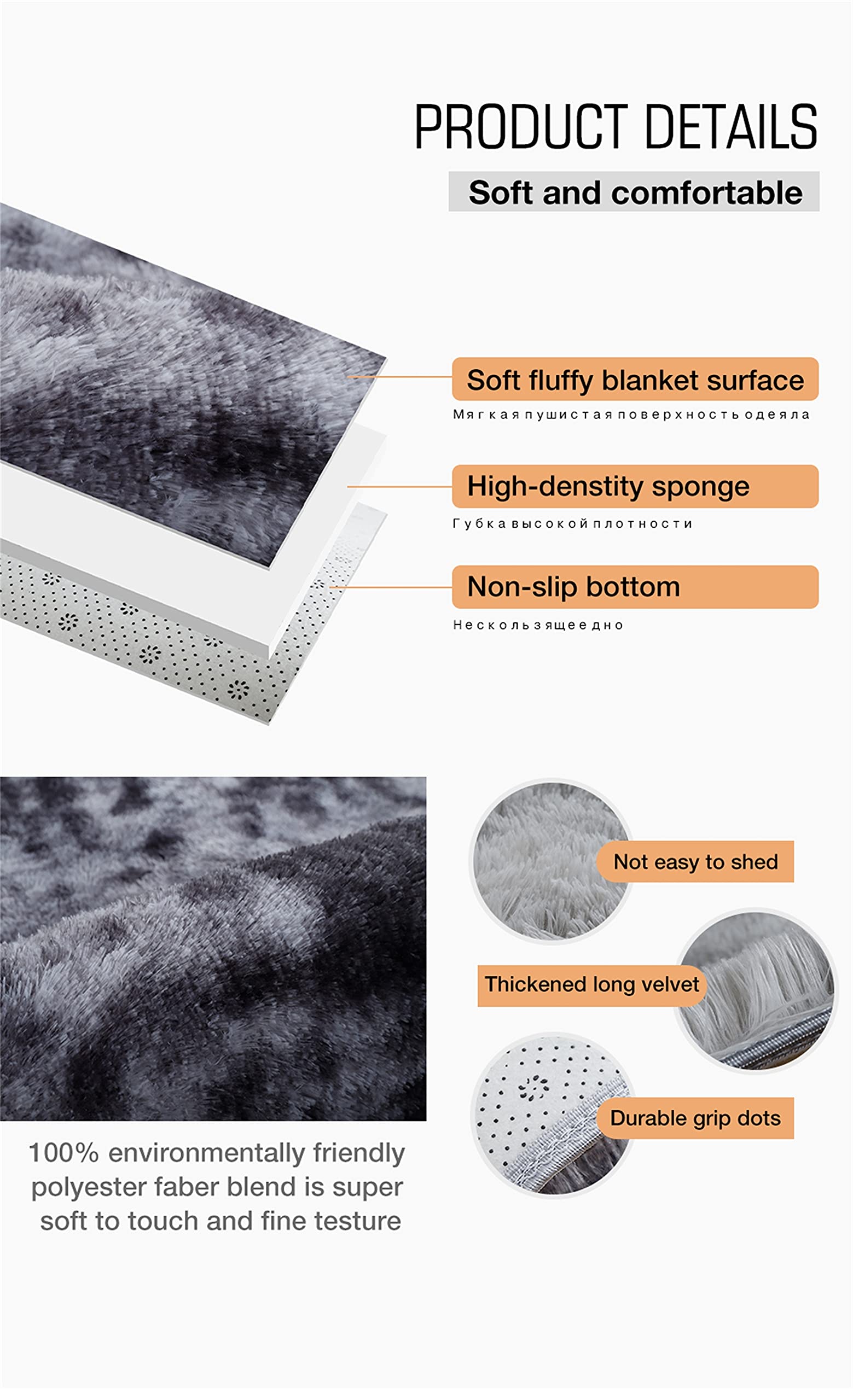 Soft Shaggy Area Rugs for Living Room & Bedroom - Anti-Slip Modern Fluffy Carpet for Home Decor - Large 140x200cm Black Floor Mat - Perfect for Hallway, Kids Room & Cozy Spaces