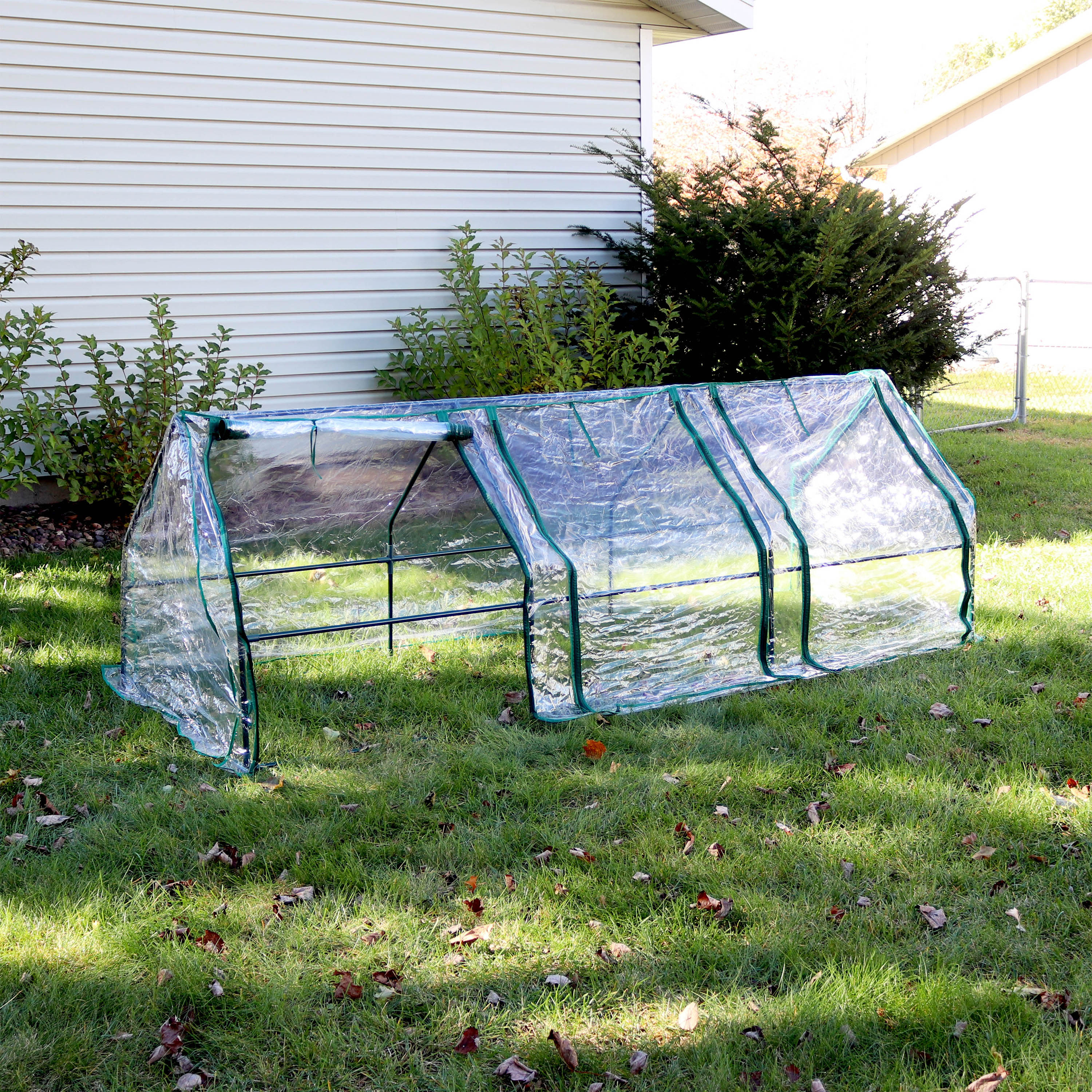 Sunnydaze Mini Cloche Greenhouse with Zippered Doors - Clear Plastic Plant Protector for Seedlings & Small Plants | Indoor/Outdoor Gardening, Balcony & Patio Use