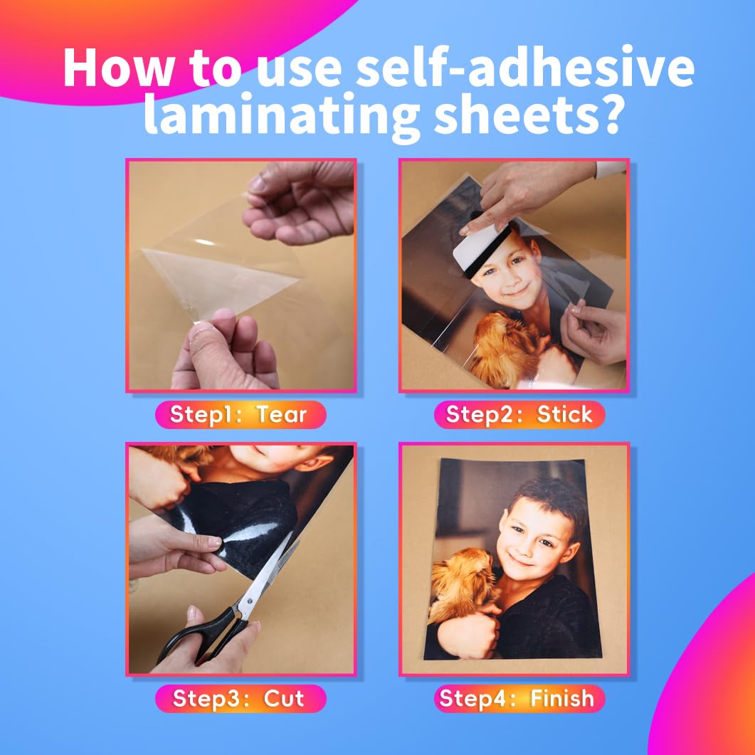 Uinkit Self-Adhesive Laminating Sheets - 4Mil Thick, 10 Pack (8.7