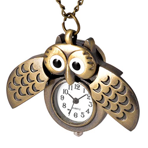 Vintage Owl-Shaped Pocket Watch with Numerals Scale & Chain - Antique Brass - Perfect Gift for Friends & Family - Ideal for Steampunk, Gothic, and Vintage Fashion Accessories