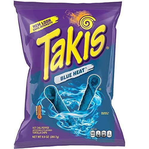 Takis Blue Heat Hot Chili Pepper Rolled Tortilla Chips - 3 Pack of 6 (9.9oz/280.66g Each) - Spicy, Crunchy Snack for Parties, Movie Nights & Gaming Sessions