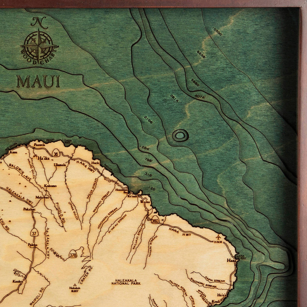 Handcrafted Maui Nautical Wood Map Wall Art - Hawaii Island Coastal Decor for Beach House, Office & Living Room