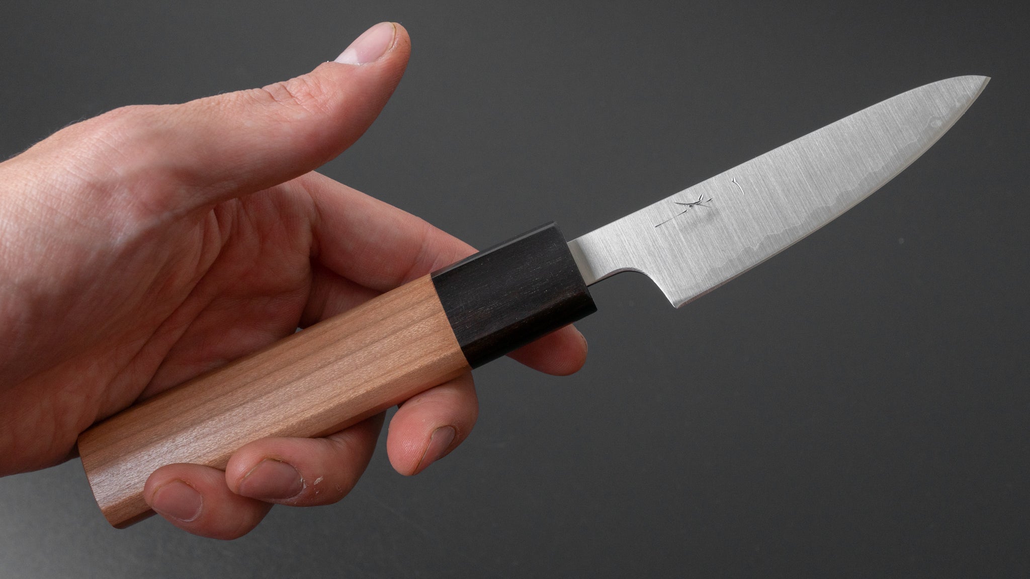 Hitohira Futana S3 Migaki Paring Knife 80mm - High Carbon Stainless Steel Blade with Cherry Wood Handle - Perfect for Peeling, Slicing & Garnishing Fruits & Vegetables