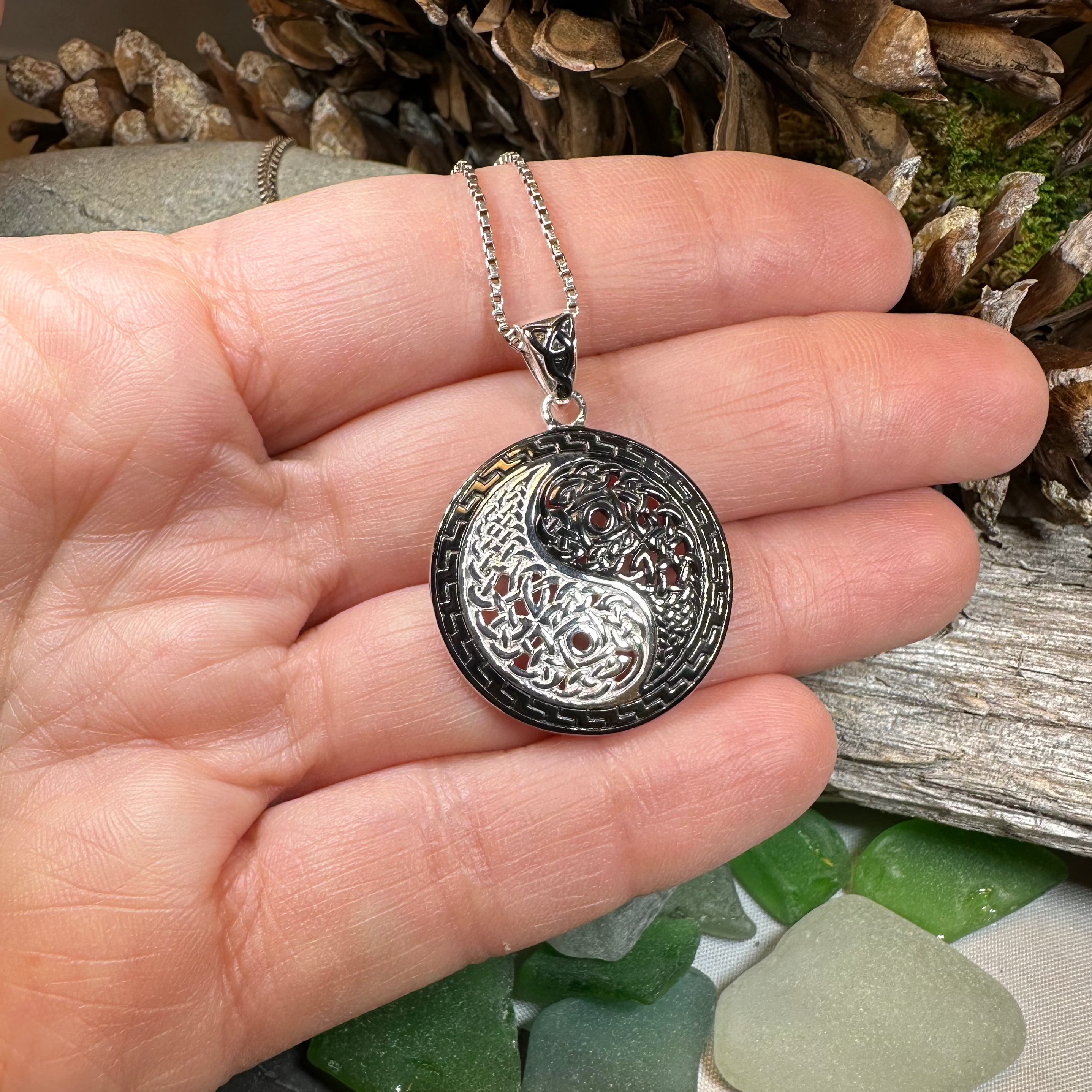 Celtic Yin Yang Necklace for Women - Stainless Steel Pendant with Chain - Spiritual Symbol Jewelry for Meditation, Yoga & Everyday Wear
