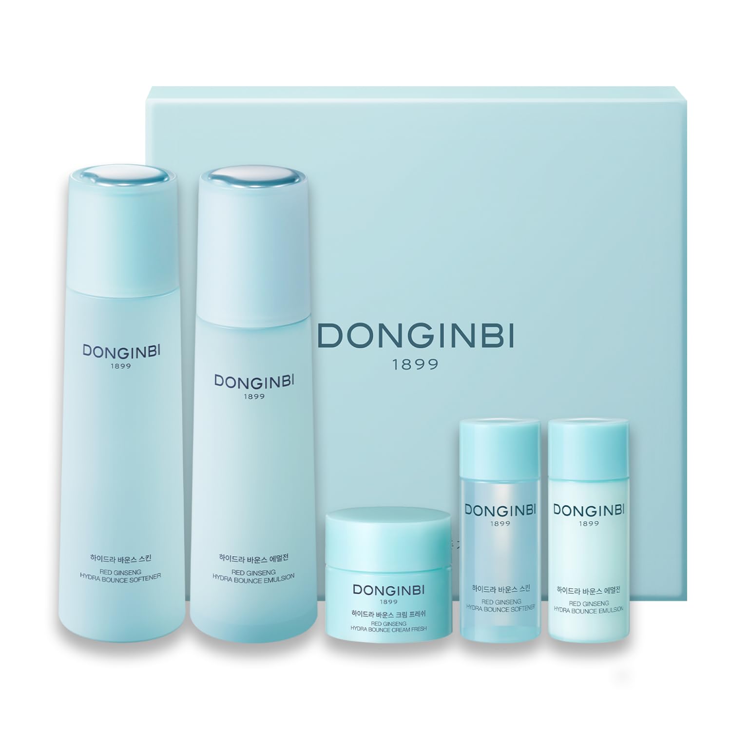 Donginbi Hydra Bounce Skin Care Set - Red Ginseng & Hyaluronic Acid Face Toner, Lotion & Moisturizer for Soft, Hydrated Skin | Korean Skincare Routine for Day & Night Use