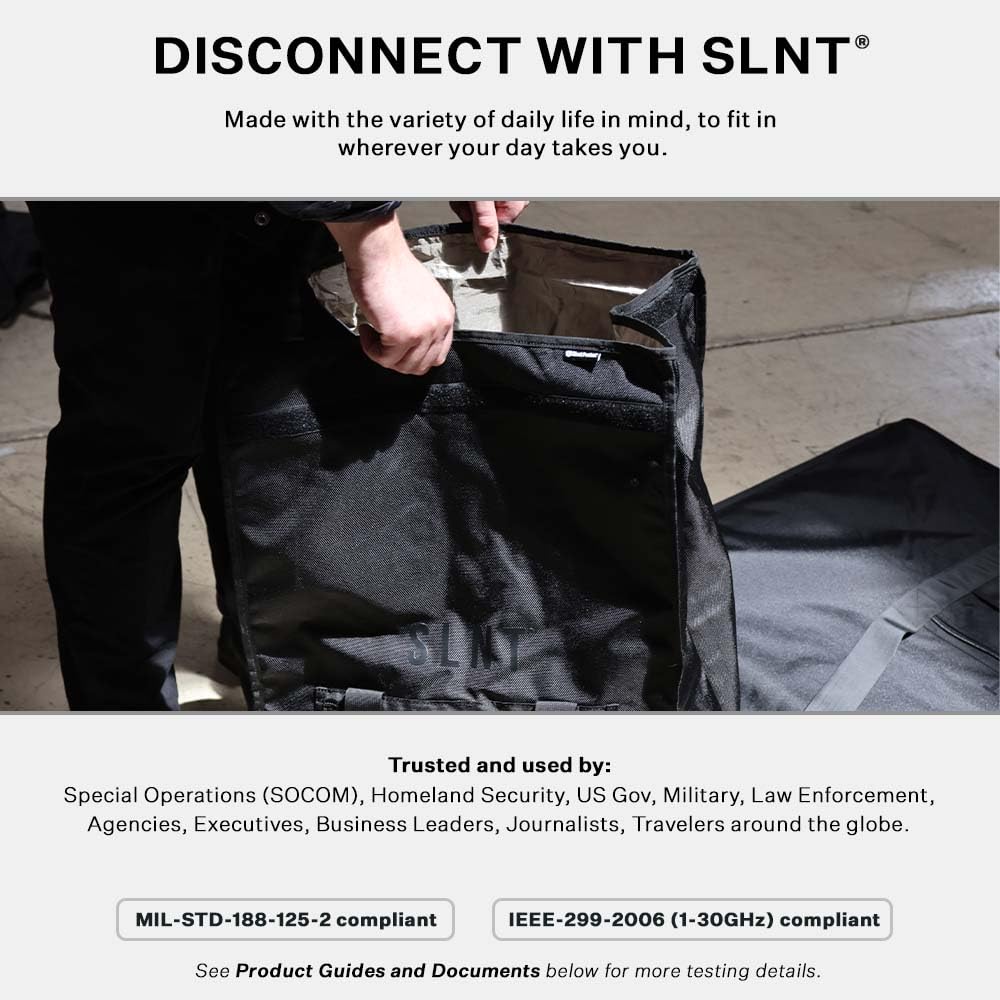 SLNT Military-Grade EMP-Blocking Faraday Bag for Computer Towers & Gaming Consoles - Waterproof Nylon Faraday Cage Protects Electronics from EMP, Solar Flares & RF Signals - Ideal for Home Office, Data Security & Emergency Preparedness