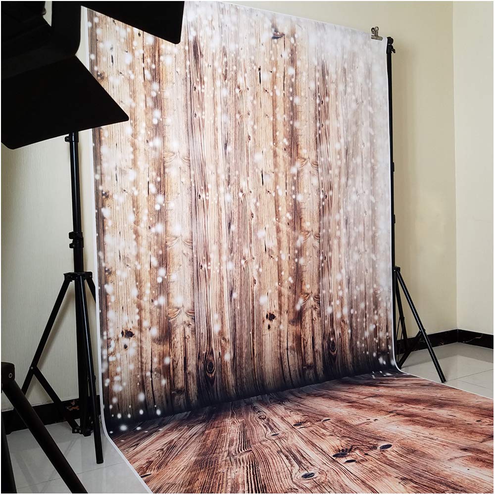 Christmas Photography Backdrop - Wooden Plank & Snowflakes for Party Photo Booth & Wall Decor
