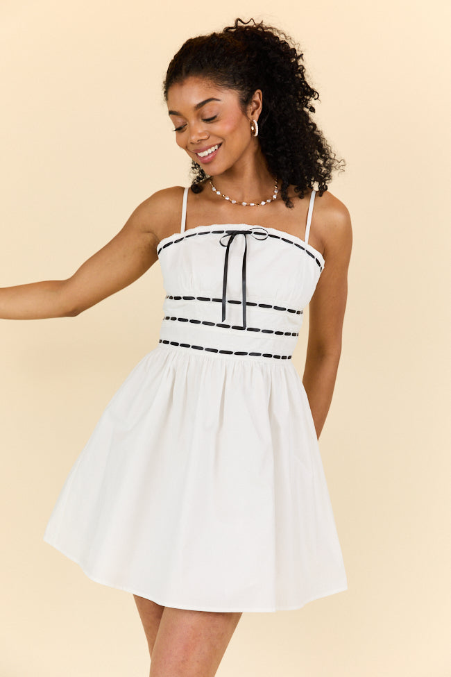 In The Moment Ribbon Tie White Dress - Elegant Summer Wedding Guest Dress for Women, Perfect for Beach Parties & Cocktail Events