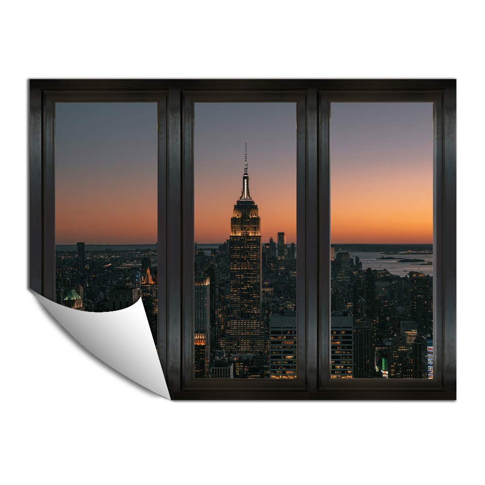 Signford Removable Wall Mural - 36x48 Inch Night Cityscape Wallpaper for Bedroom & Living Room Decor | Peel & Stick Wall Art for Home & Office