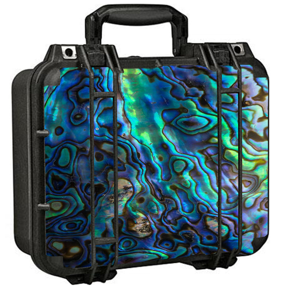Premium Abalone Shell Green Swirl Blue Gold Design Pelican 1400 Case - Waterproof Protective Hard Case for Camera, Electronics & Valuables - Perfect for Travel, Outdoor Adventures & Equipment Storage