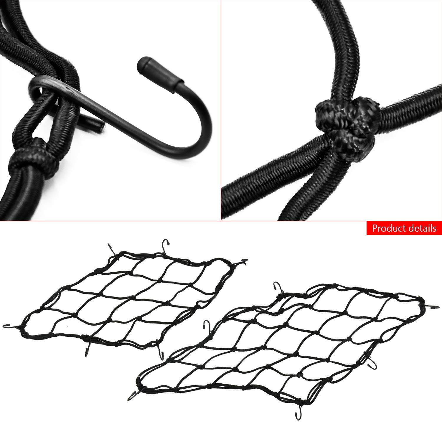 2 Pack Heavy Duty Motorcycle Cargo Net - 15.7