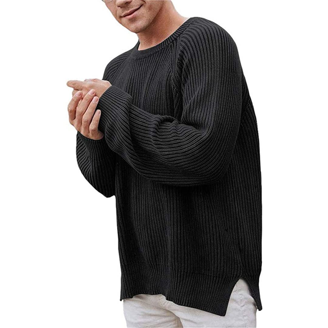 Men's Slim Knit Pullover Sweater - Winter Casual Wear for Outdoors