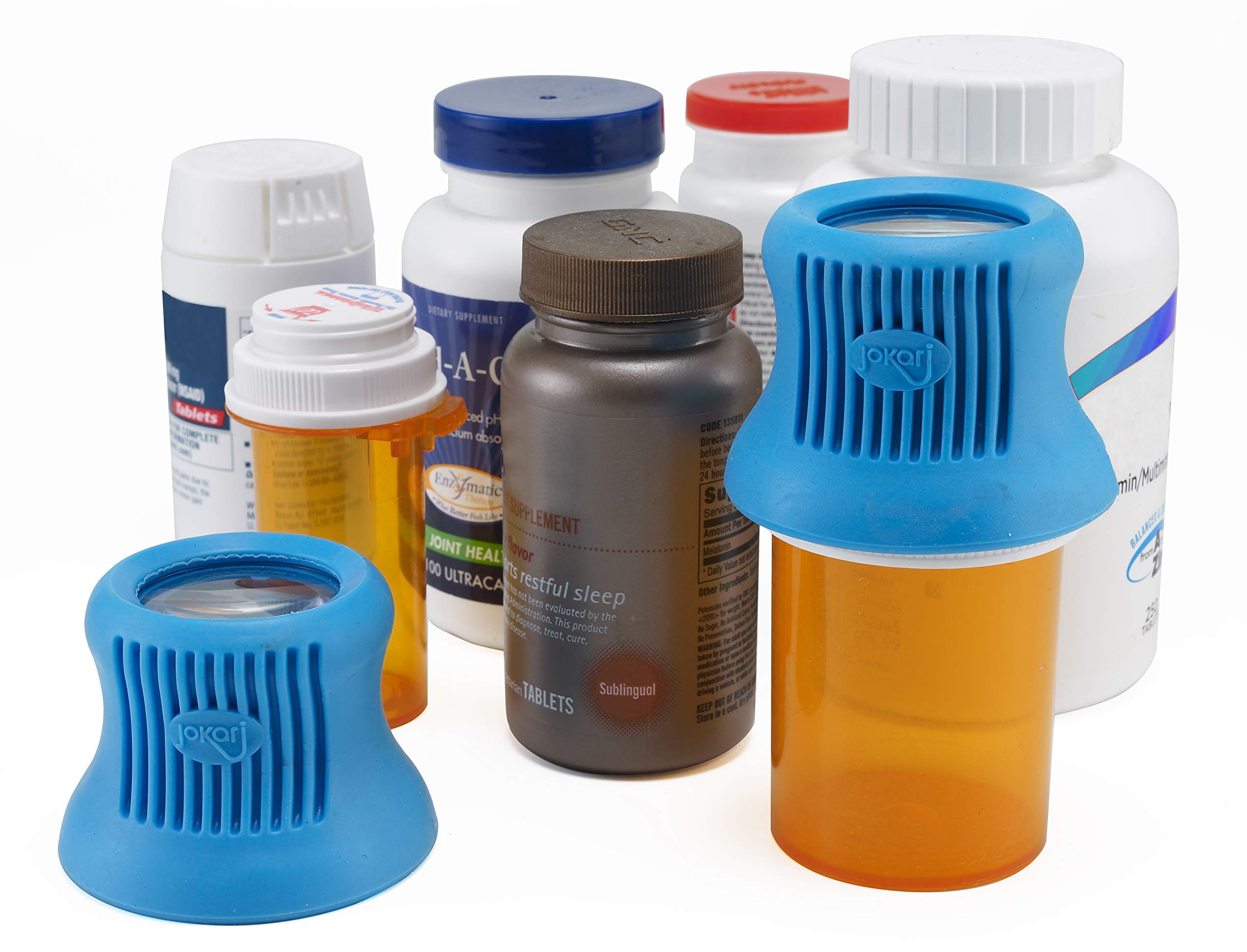 Jokari Easy Open Prescription Medicine Bottle Opener with Built-in Magnifying Glass - Read Pharmacy Labels Clearly for Accurate Pill Dosage - Effortless Cap Removal - Perfect for Seniors and Arthritis Patients