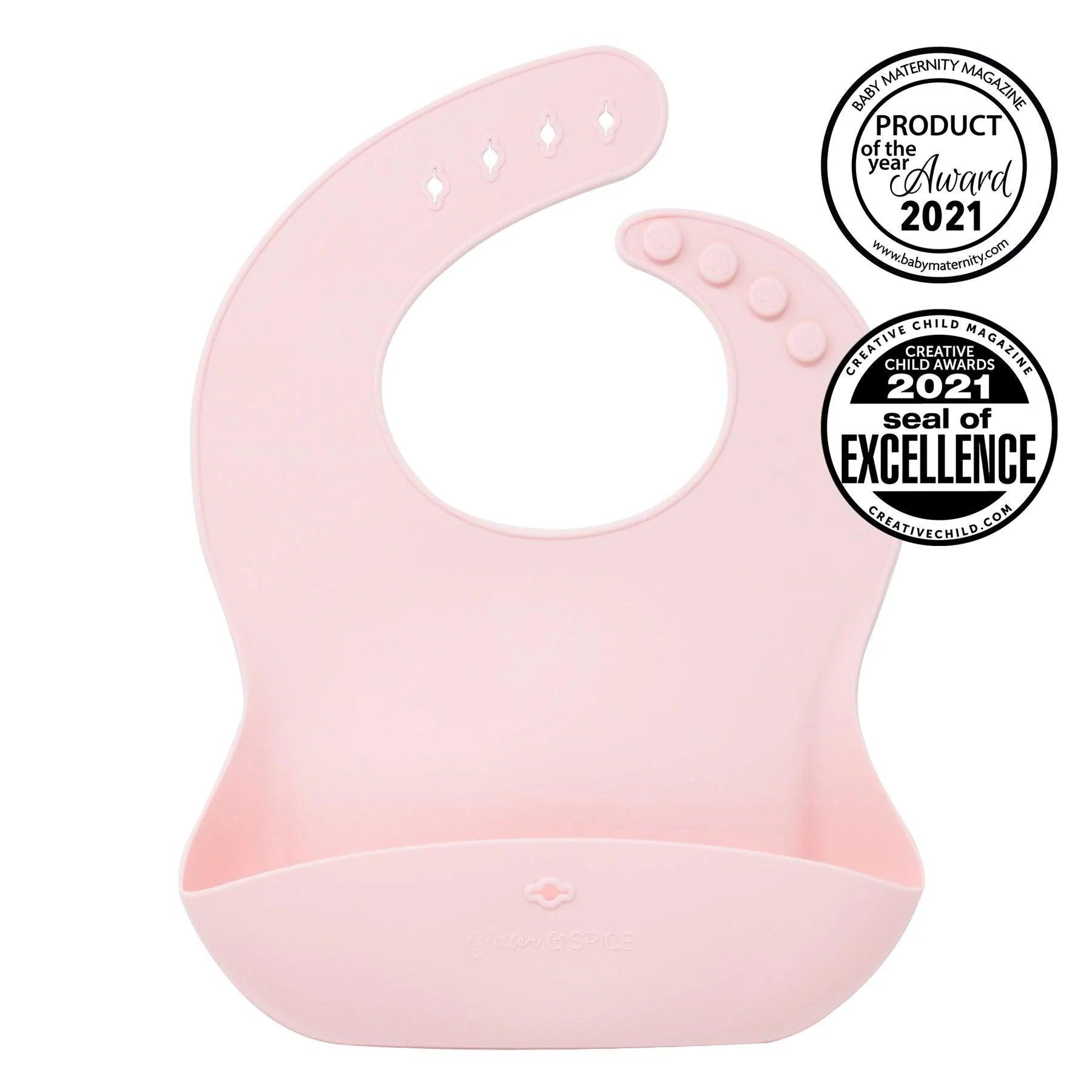 Glitter and Spice Silicone Baby Bib - Waterproof & Easy Clean Feeding Bib for Toddlers - Perfect for Messy Meals, Daycare, and Travel
