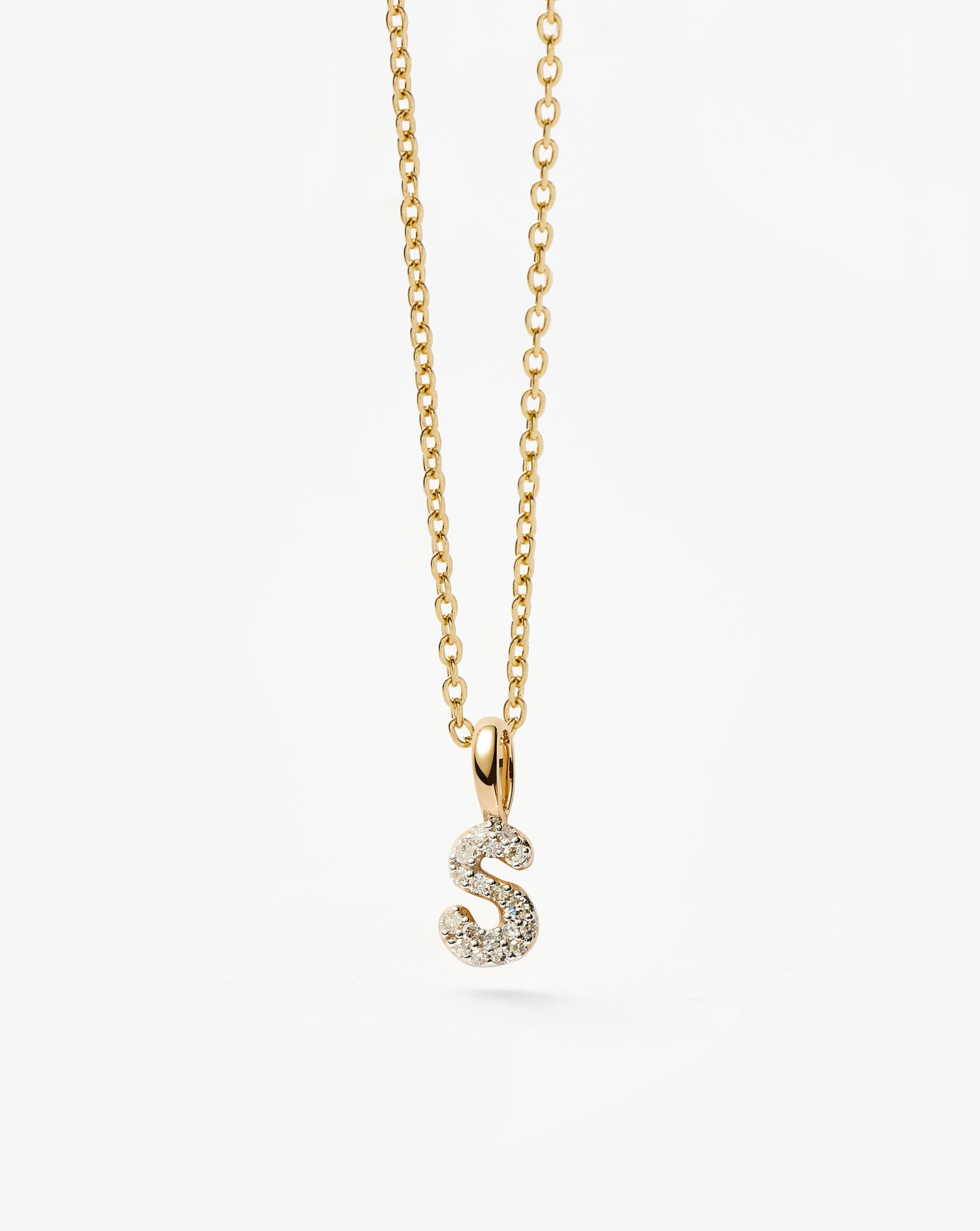 14K Solid Yellow Gold Plated Diamond Initial Mini Pendant Necklace - Personalized Name Letter Jewelry Gift for Women, Perfect for Birthdays, Anniversaries & Special Occasions