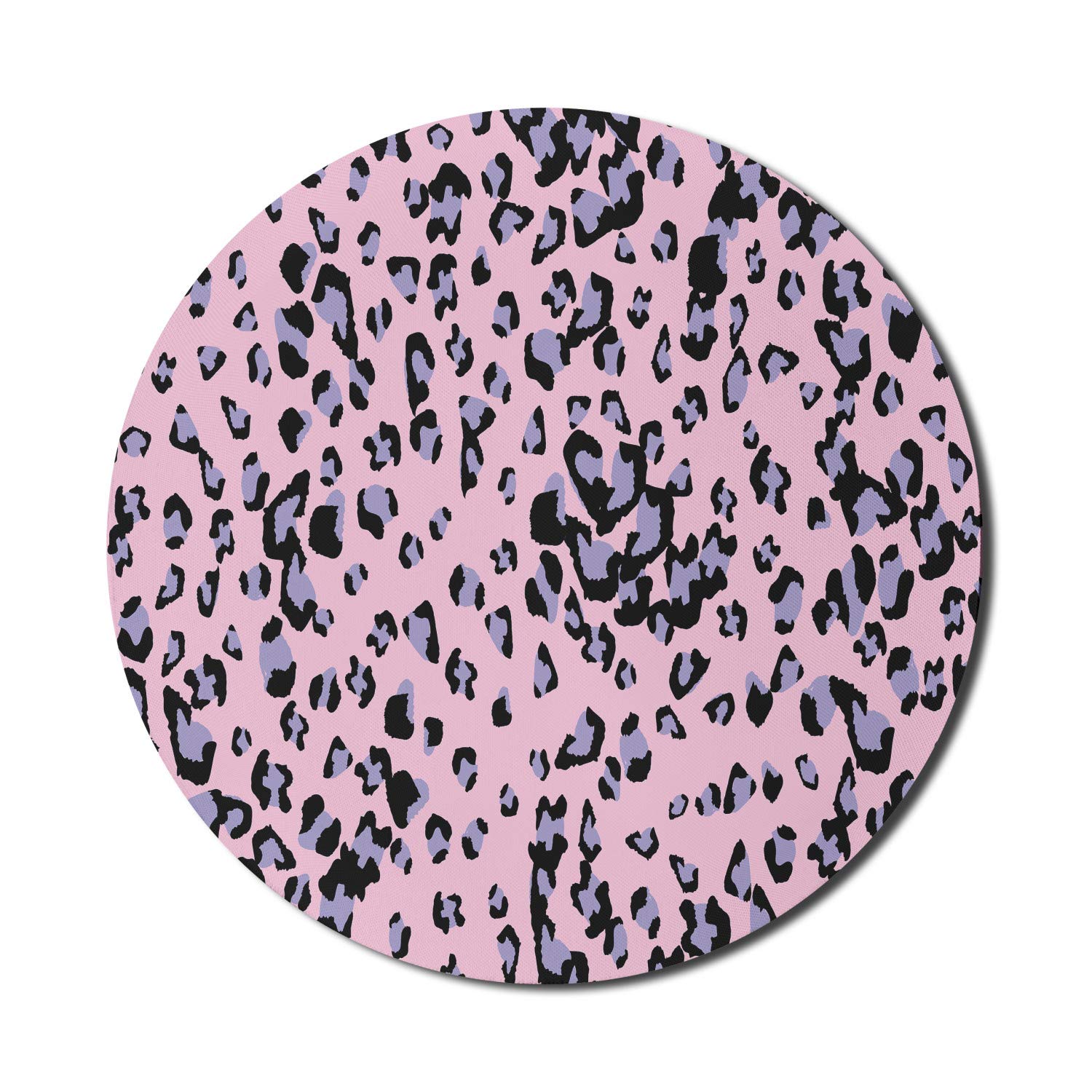 Ambesonne Abstract Art Mouse Pad - Geometric Leopard Skin Pattern Computer Mousepad, 8 Inch Round Non-Slip Thick Rubber Base for Gaming & Office Use, Pink Multicolor Chaotic Design - Perfect for Desktops, Laptops & Workstations